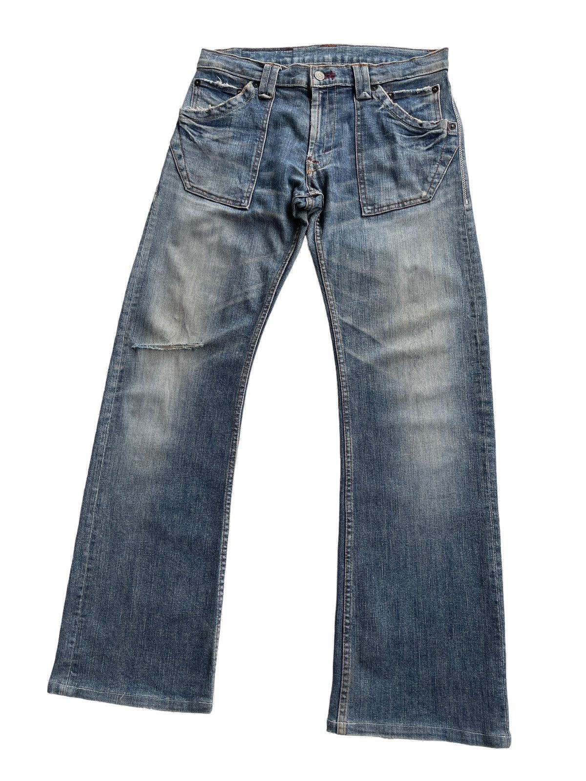 Japanese Brand Vintage Blue Way Flare Distressed Denim Size US 31 - 3 Thumbnail