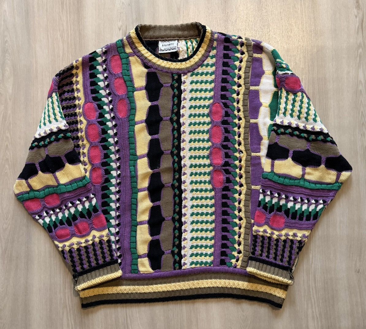 Vintage Vtg Kalaroo Sweater 3D Knit Coogi Wool Purple Pink Sz L Size US L / EU 52-54 / 3 - 2 Thumbnail