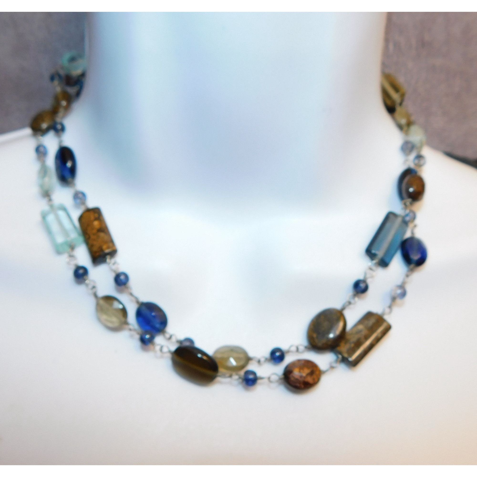 Other Blue And Brown Double Layer Glass Beaded Necklace Size ONE SIZE - 2 Thumbnail