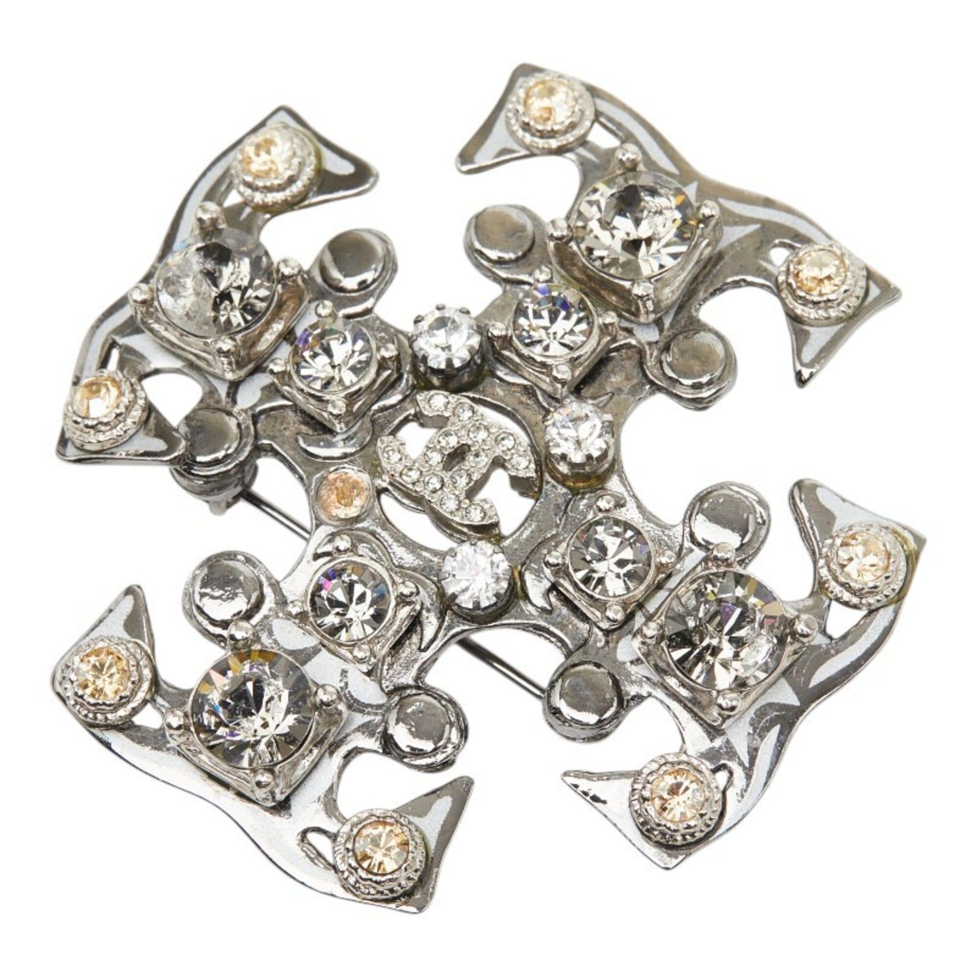 Chanel Chanel Coco Mark Brooch, Silver Metal Rhinestone, Women's CHANEL Size ONE SIZE - 1 Thumbnail