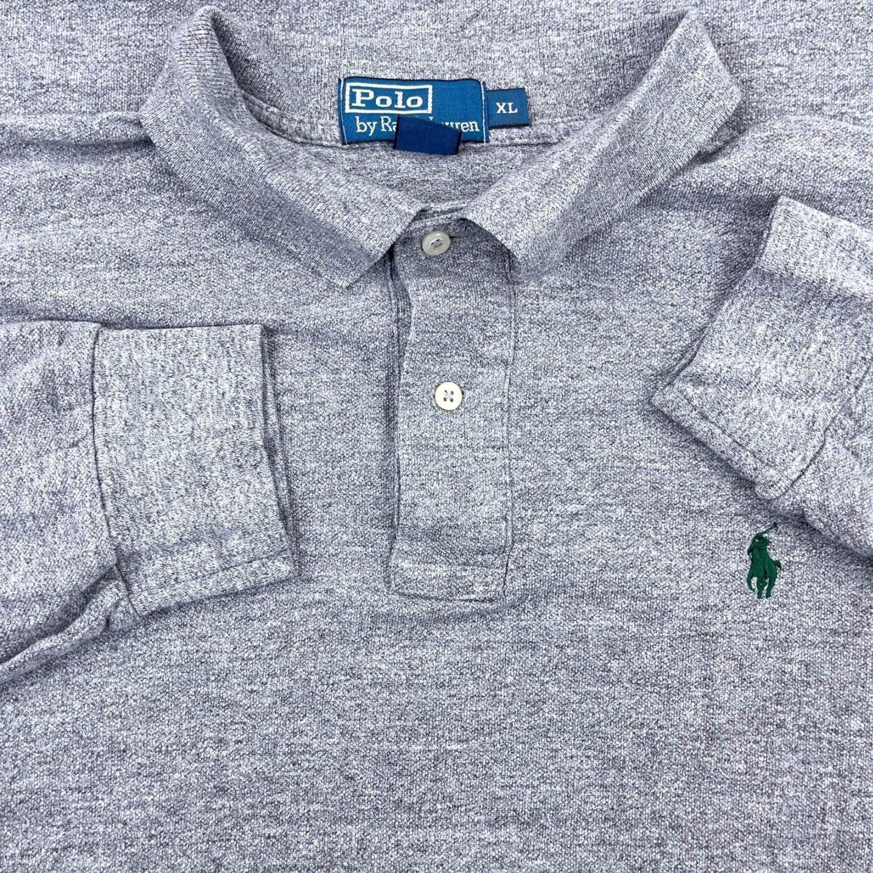 Polo Ralph Lauren VINTAGE Ralph Lauren Polo Shirt Men XL Long Sleeve Rugby Gray Green 2000s Classic Preppy Size US XL / EU 56 / 4 - 2 Thumbnail