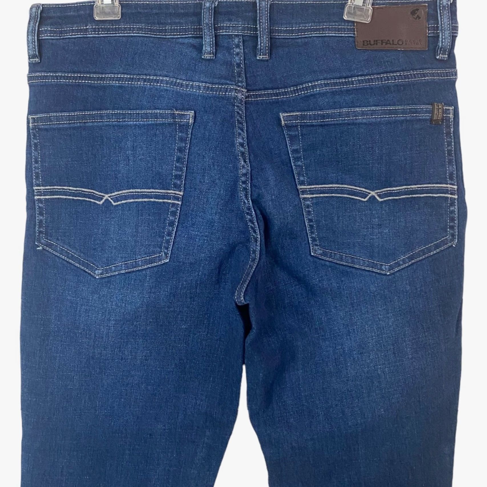 Buffalo David Bitton Buffalo David-Bitton Jeans Straight Mens 34X30 5-Pocket Denim Stretch Medium Wash Blue Denim Size US 34 / EU 50 - 6 Thumbnail