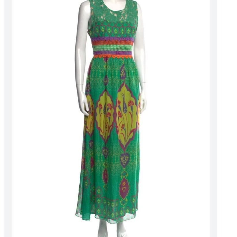Hemant & Nandita Hemant and Nandita Mintzita Silk Embroidered Maxi Dress Size XS / US 0-2 / IT 36-38 - 5 Thumbnail