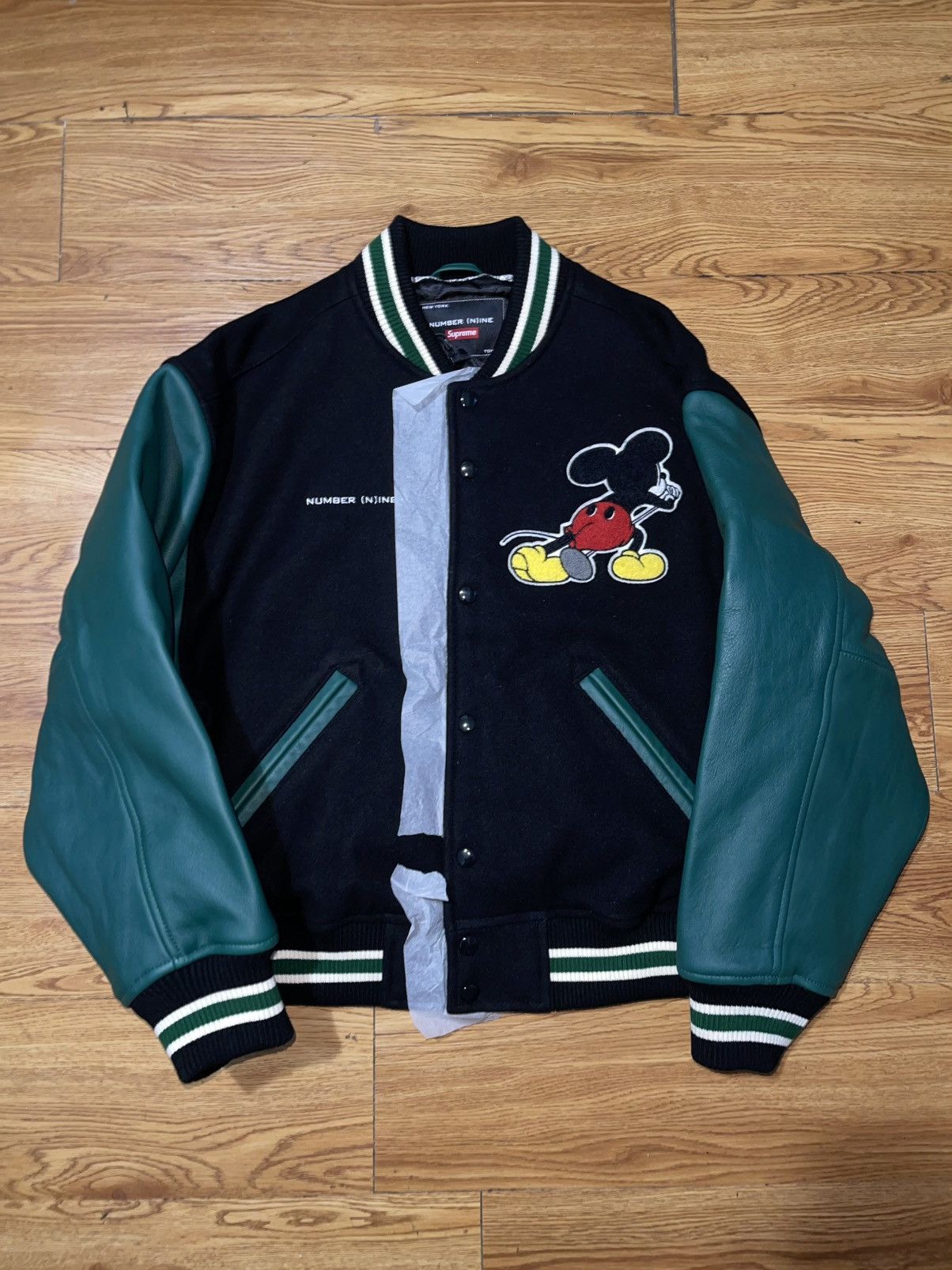 Supreme Supreme Number (Nine) Mickey Varsity Jacket Black Size