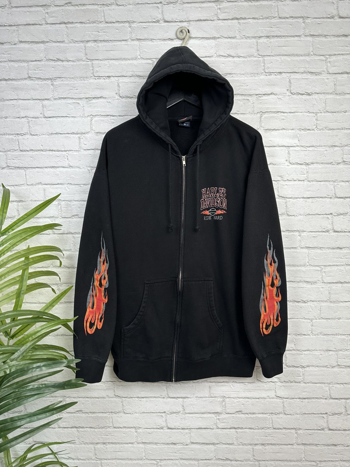 Harley Davidson (XL) SICK FLAMES Harley Davidson Zip Up Hoodie Size US XL / EU 56 / 4 - 4 Thumbnail