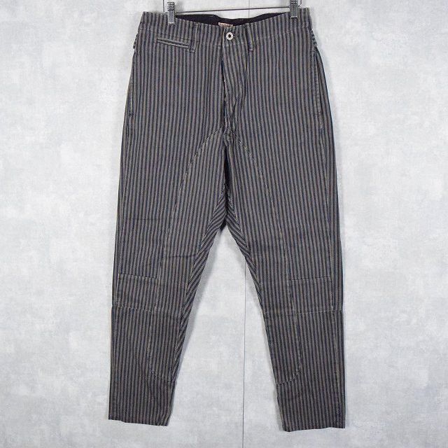 Cropped Pants Striped Pattern Tapered Pants Cinch Back Black