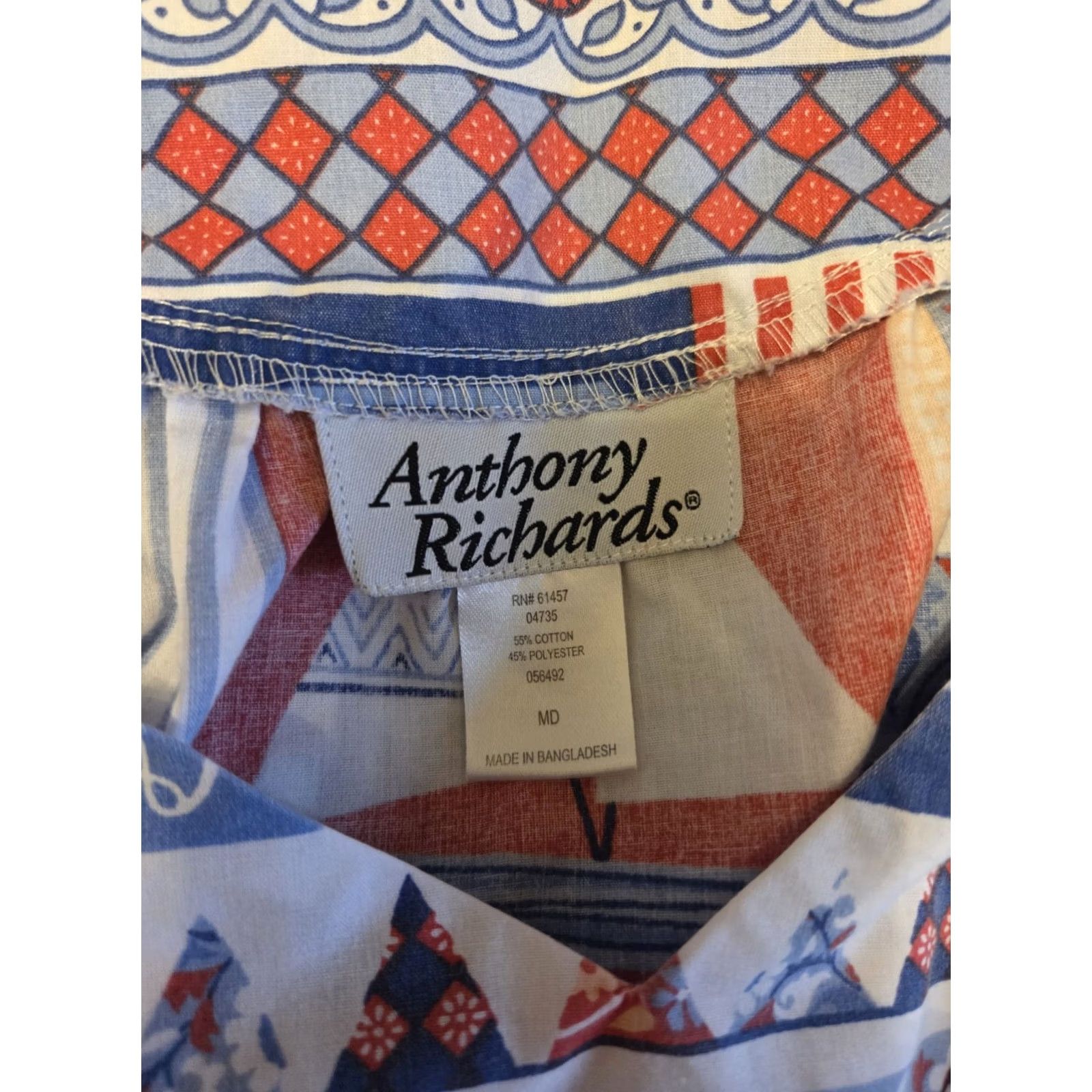 Nautica VINTAGE Anthony Richards House Dress Muumuu Womens M Patriotic Nautical Size M / US 6-8 / IT 42-44 - 7 Thumbnail