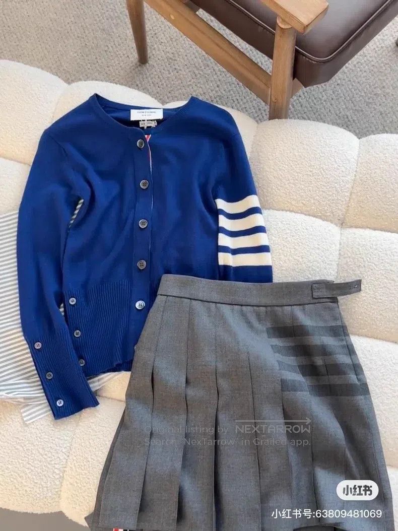 Thom Browne Thom Browne Klein Blue Striped Cashmere Cardigan Size XS / US 0-2 / IT 36-38 - 7 Thumbnail