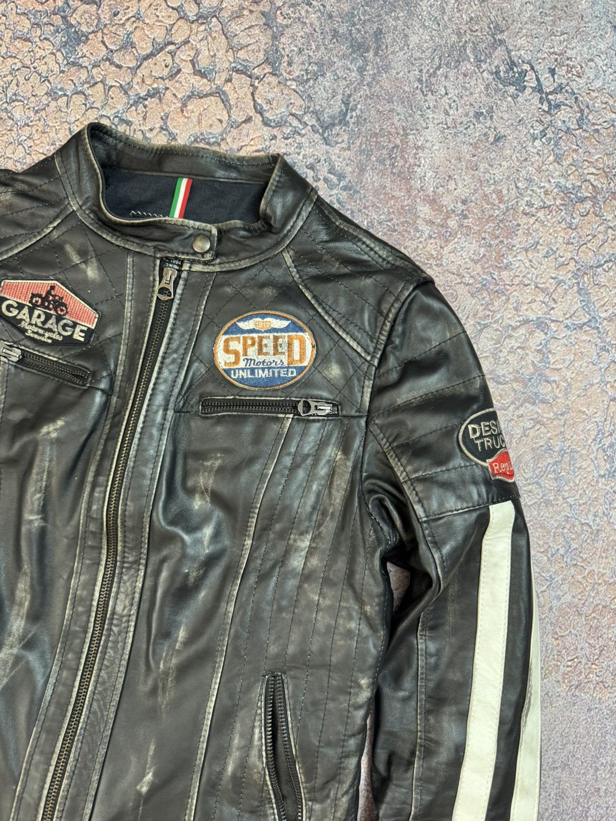 Harley Davidson Vintage Y2K Leather Jacket Bomber Opium Red Bul Style Size M / US 6-8 / IT 42-44 - 6 Thumbnail