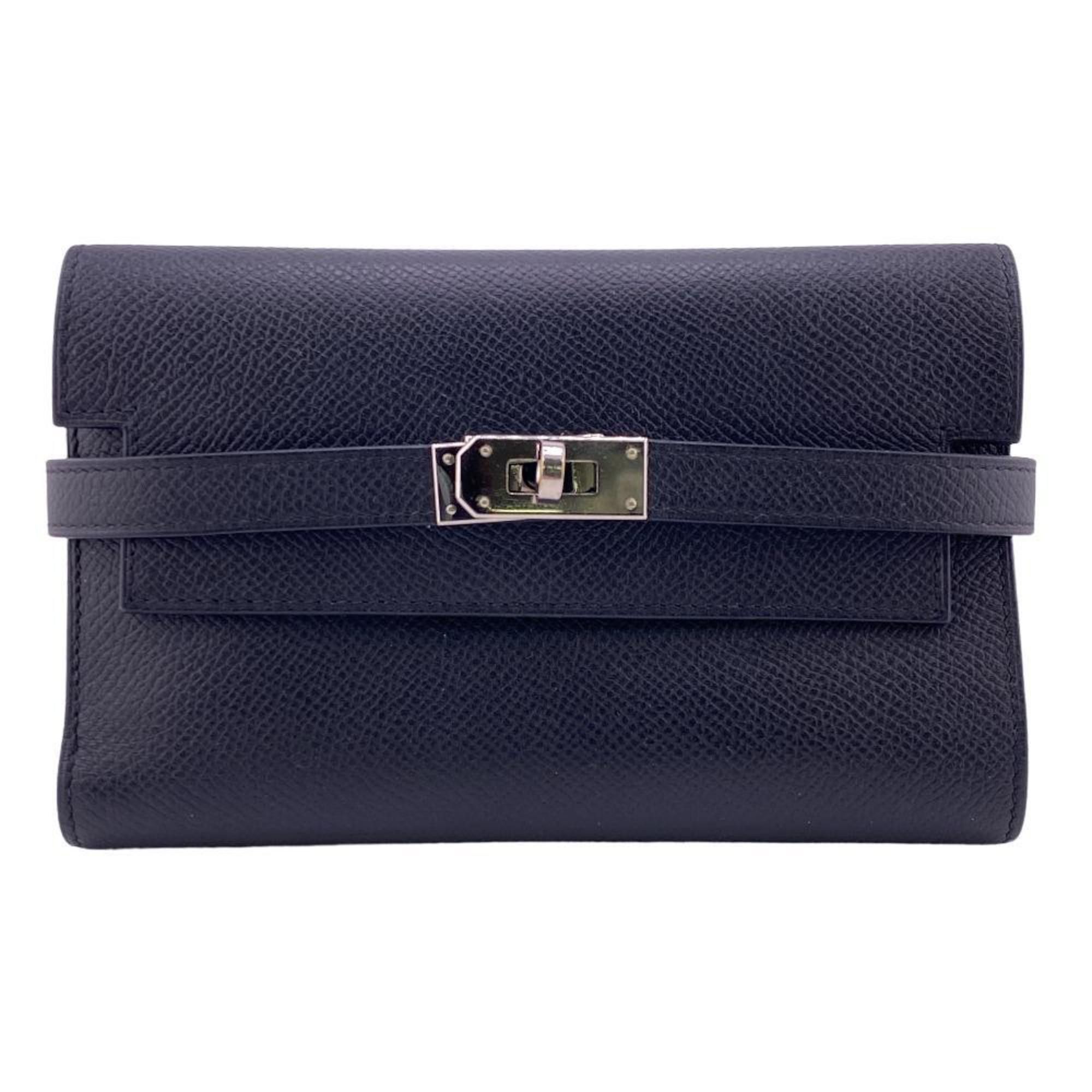 image of Hermes Kelly Wallet Medium Long Black Men Women Z0005559