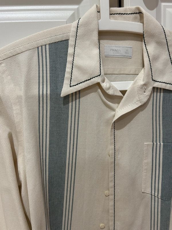 Prada Striped panel shirt with oversized stitching detail Size US M / EU 48-50 / 2 - 2 Thumbnail