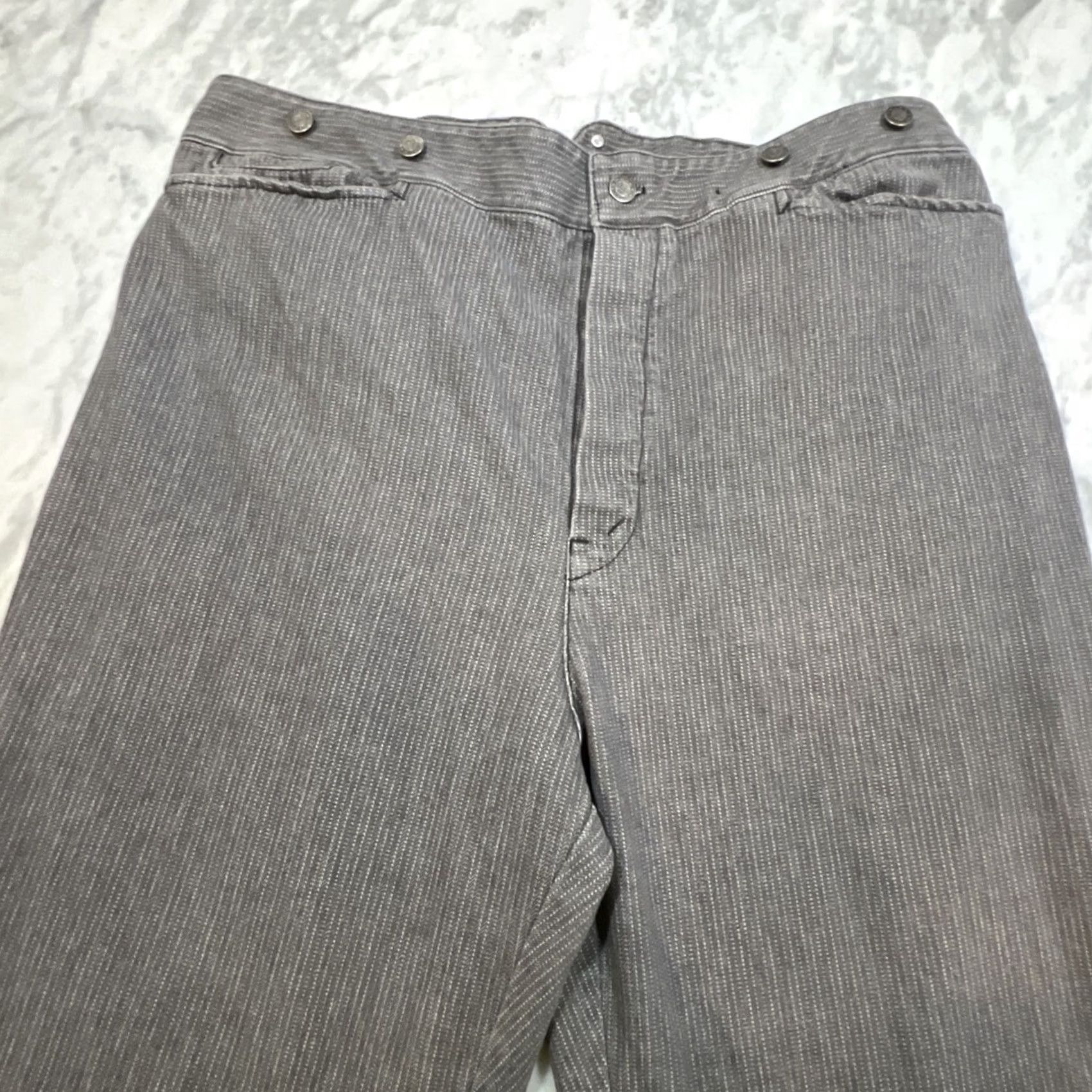 Vintage VINTAGE Wahmaker Jeans Men’s 42x30 Grey Button Fly Buckle Back Striped Western Size US 42 / EU 58 - 4 Thumbnail