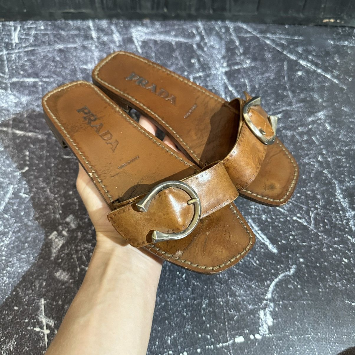 Prada VINTAGE PRADA - Women’s Leather Sandals Size 36 Size US 6 / IT 36 - 1 Thumbnail