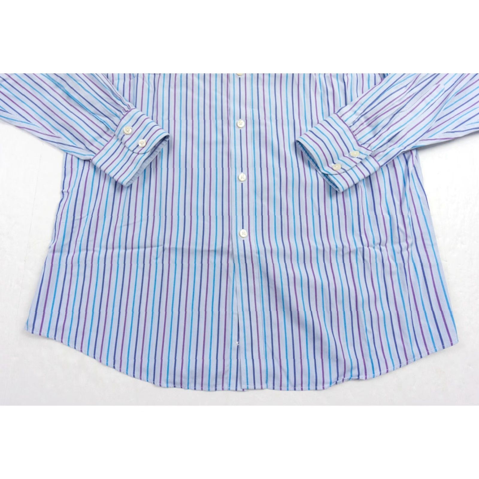 Charles Tyrwhitt Charles Tyrwhitt Shirt Mens 17 / 35 Blue Button Up Striped Non Iron Slim Fit Size US XL / EU 56 / 4 - 3 Thumbnail