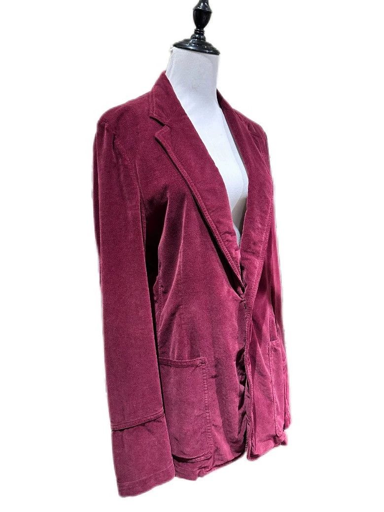 Dries Van Noten dvn Burgundy Velvet Regular Fit Blazer Size US M / EU 48-50 / 2 - 2 Thumbnail