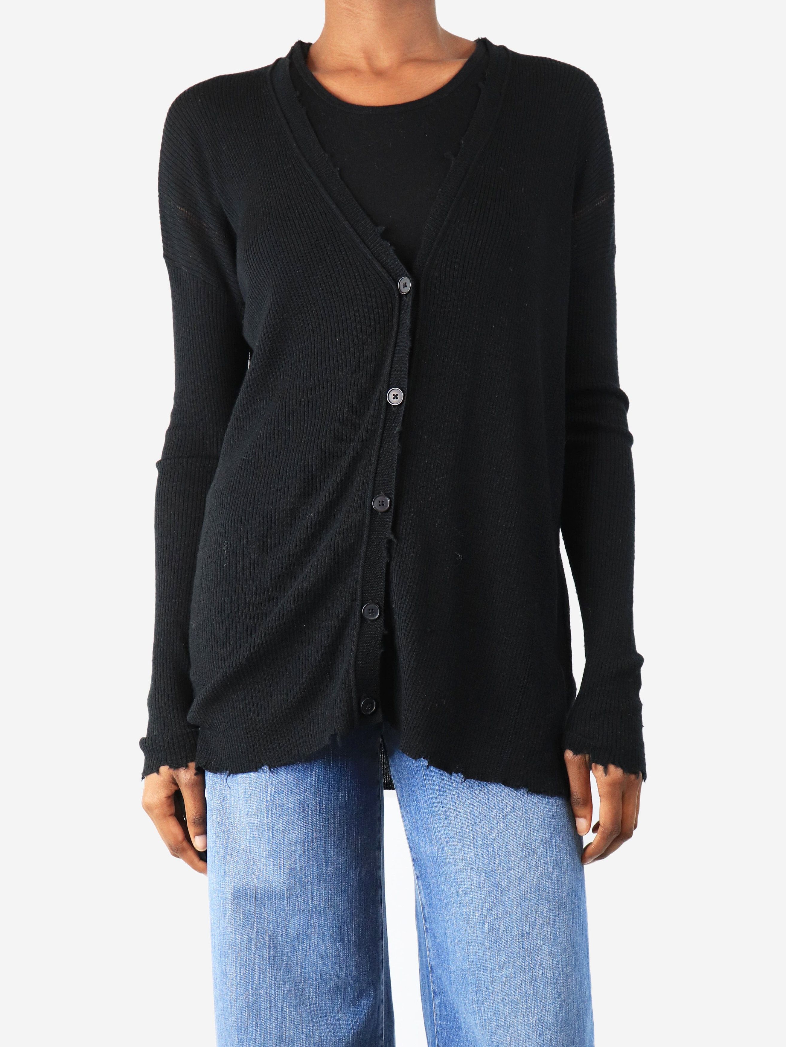 Helmut Lang Black distressed cardigan - XS Size XS / US 0-2 / IT 36-38 - 1 Thumbnail