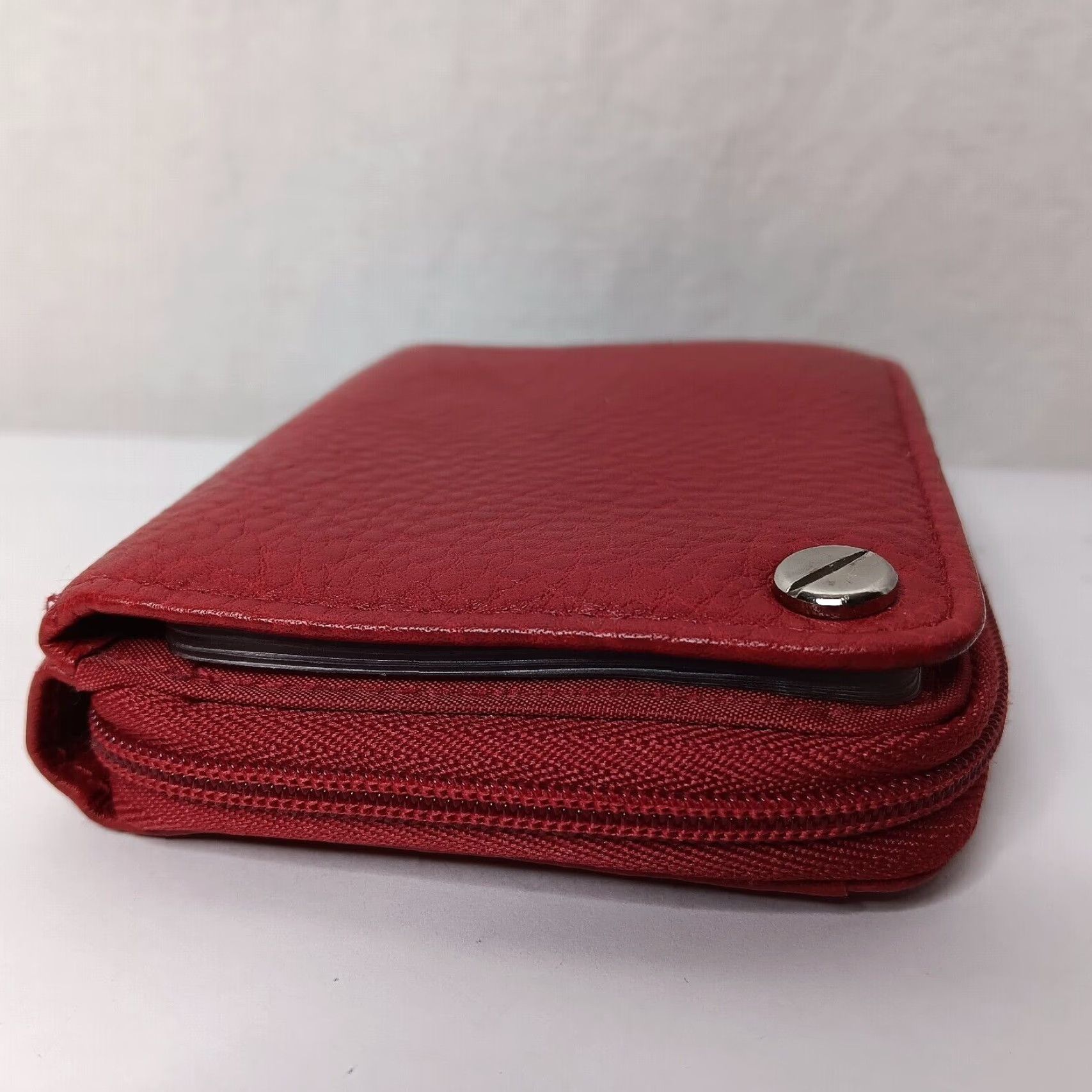 Vintage VINTAGE Buxton Wallet Womens Red Leather Zipper Small Cardholder Keychain Pebbled Photo holder 3x4 3" 4" Zip-Around Size ONE SIZE - 5 Thumbnail