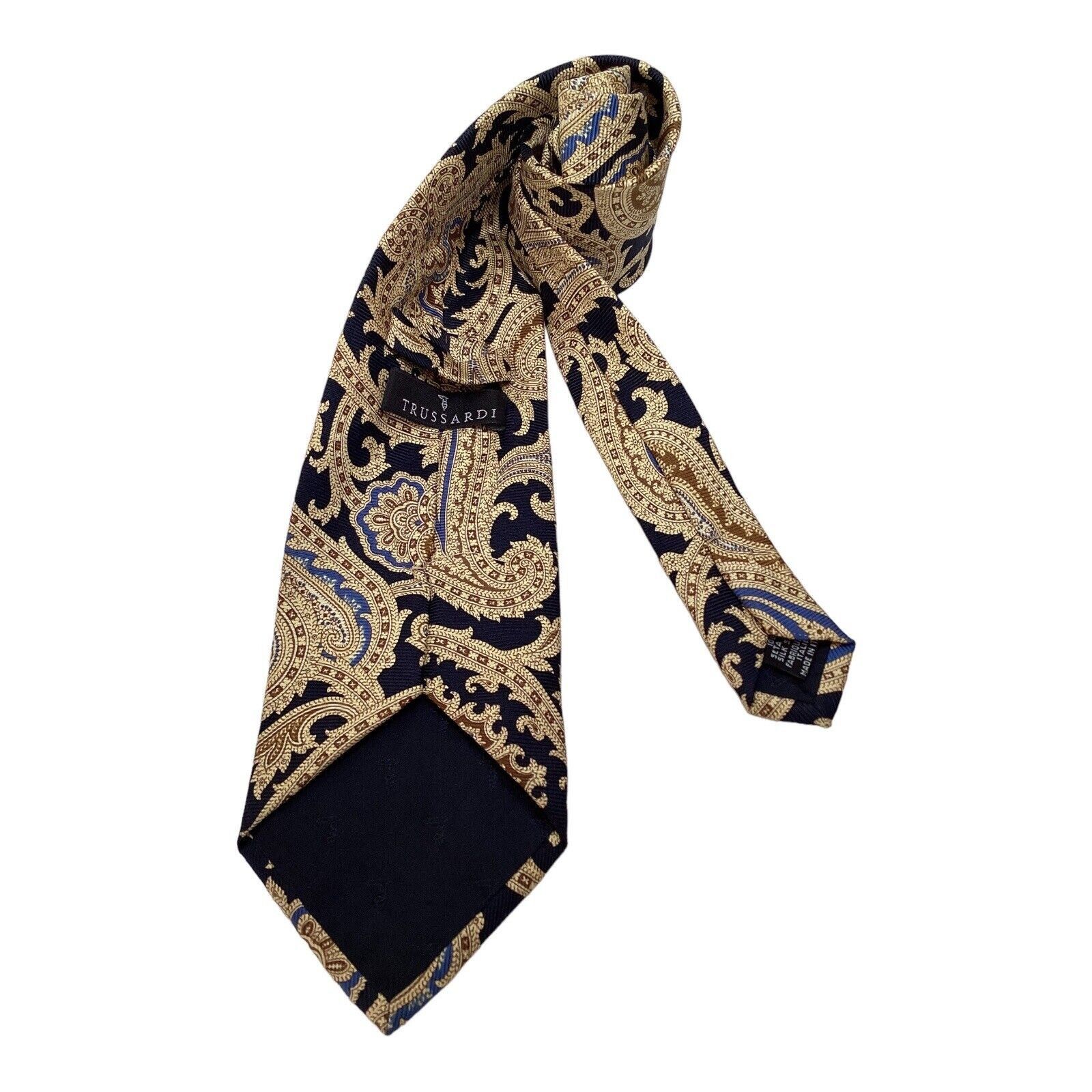 Trussardi TRUSSARDI Yellow Paisley Luxury Designer Silk Tie W: 3.75" Size ONE SIZE - 2 Thumbnail