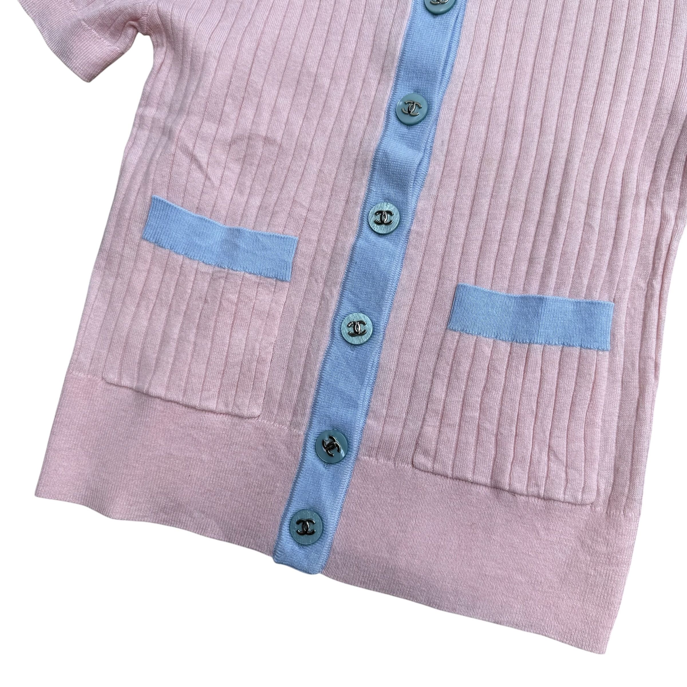 Chanel Vintage Chanel Ribbed Short Sleeve Cardigan Size S / US 4 / IT 40 - 4 Thumbnail
