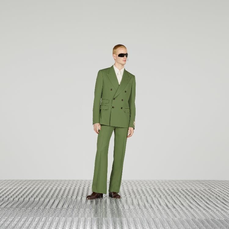 Gucci o1s1wg110225 Wool Gabardine Formal Jacket in Green Size US S / EU 44-46 / 1 - 3 Thumbnail