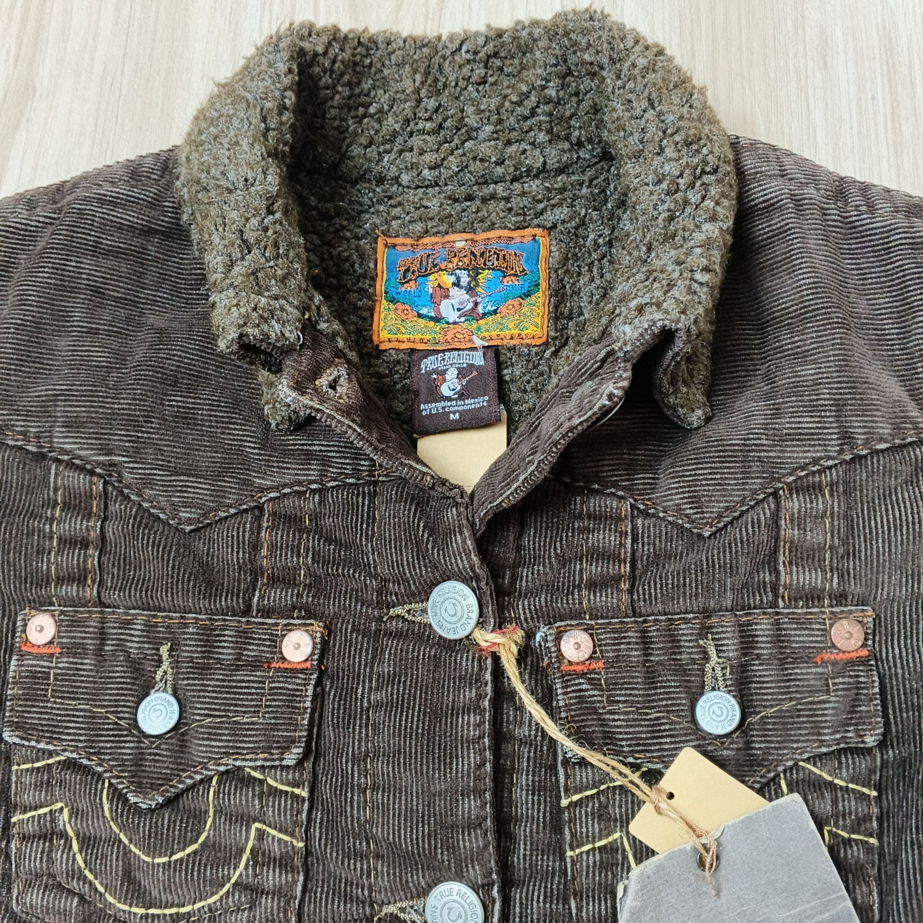 True Religion Vintage 90's True Religion Corduroy Cropped Denim Jacket Size M / US 6-8 / IT 42-44 - 2 Thumbnail