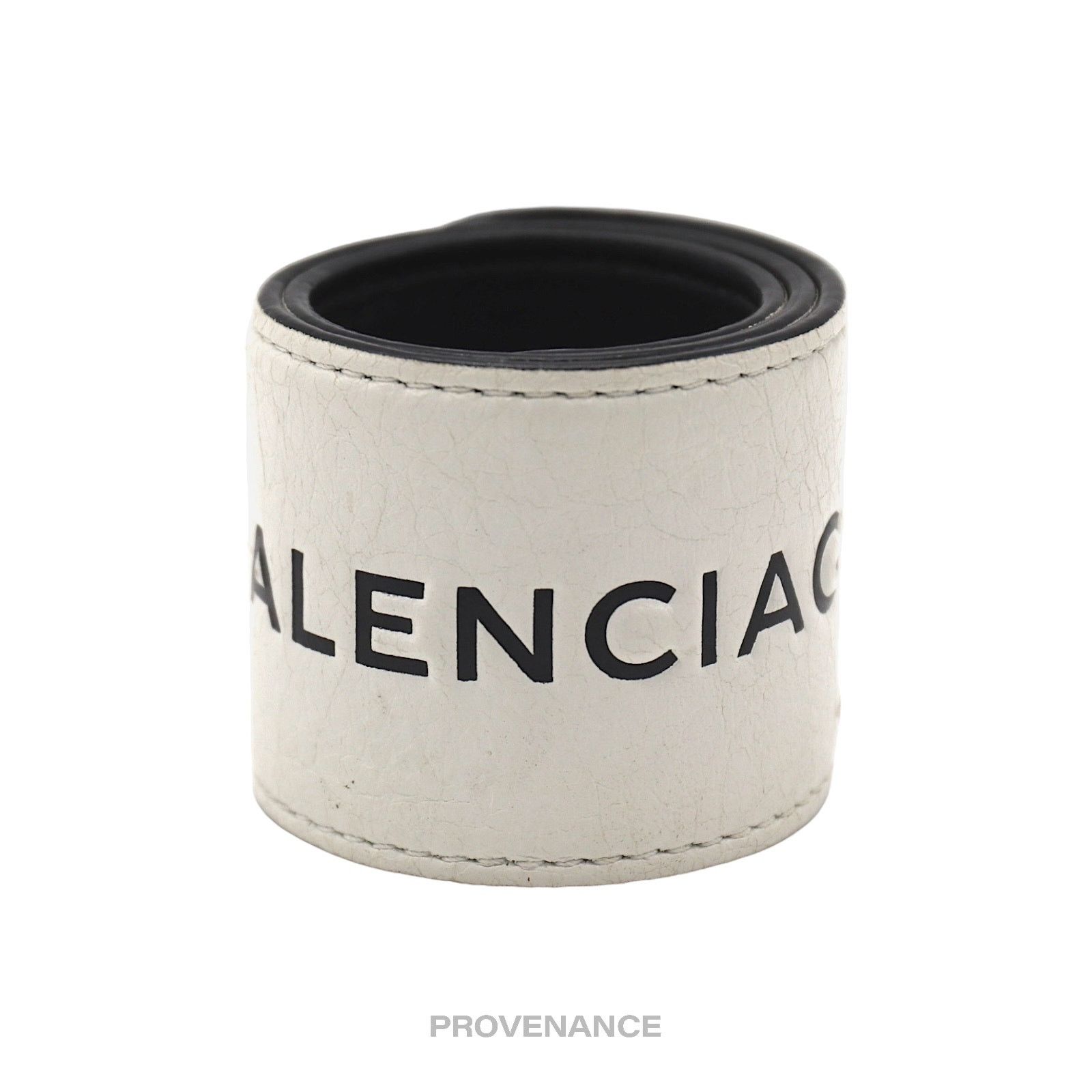 Balenciaga 🔴 Balenciaga Logo Slap Bracelet - Black/White Leather Size ONE SIZE - 1 Thumbnail
