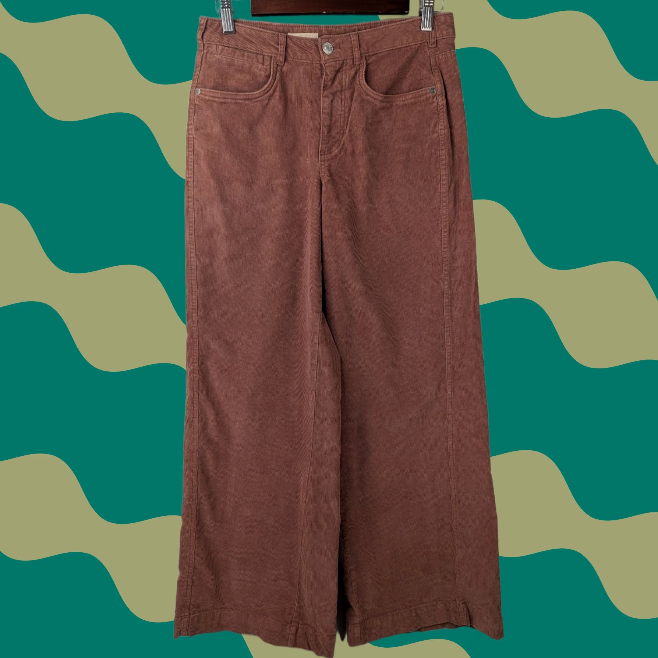 Anthropologie Anthropologie Pilcro Rose Pink 5 Pocket Wide Leg Corduroy Pants Women's Size 27 Size 27" / US 4 / IT 40 - 1 Thumbnail