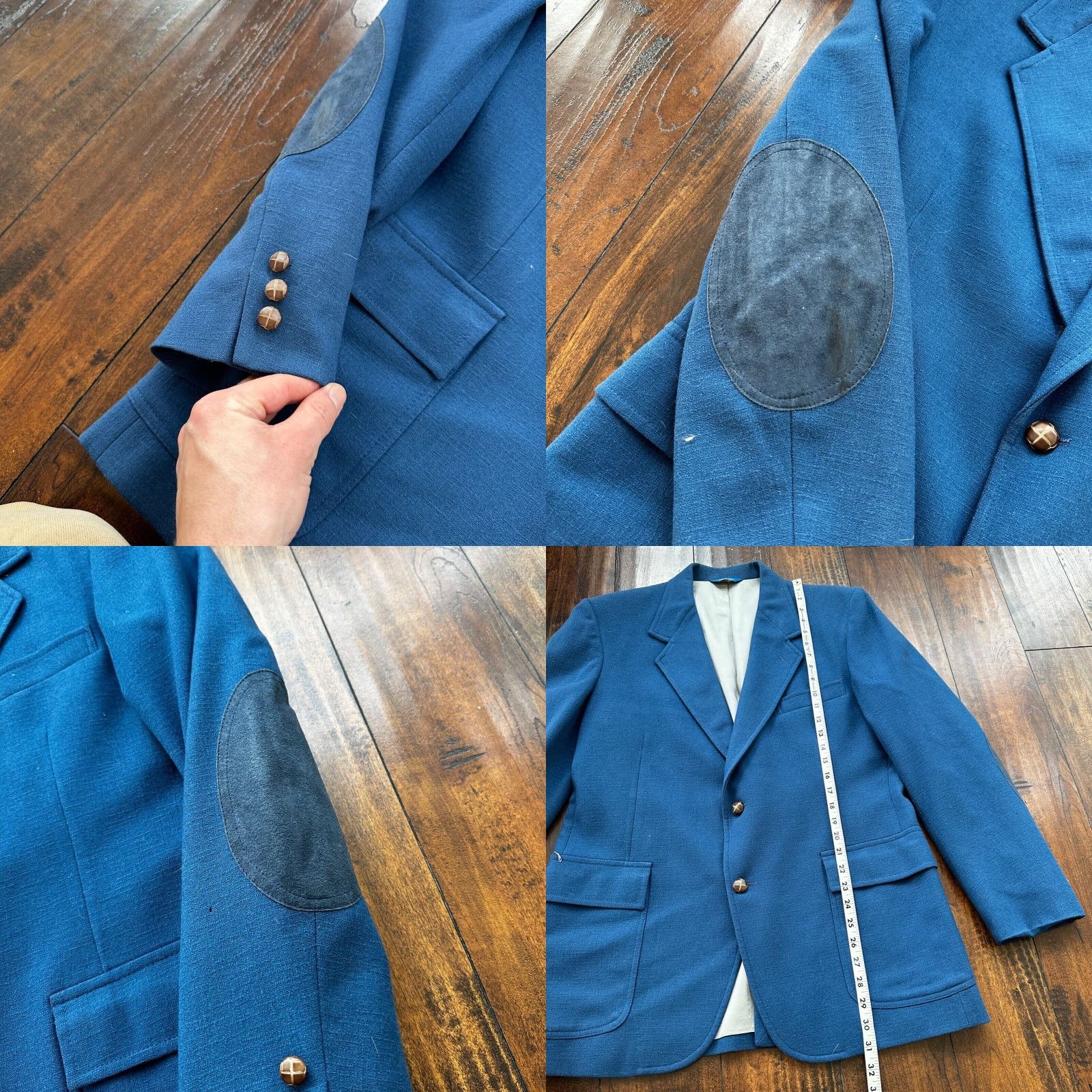 Pendleton VINTAGE Pendleton Blazer Jacket Men 42 Blue 100% Virgin Wool USA Tweed Notch Lapel Three-Button Suede Shoulder Pockets Size 42R - 8 Thumbnail
