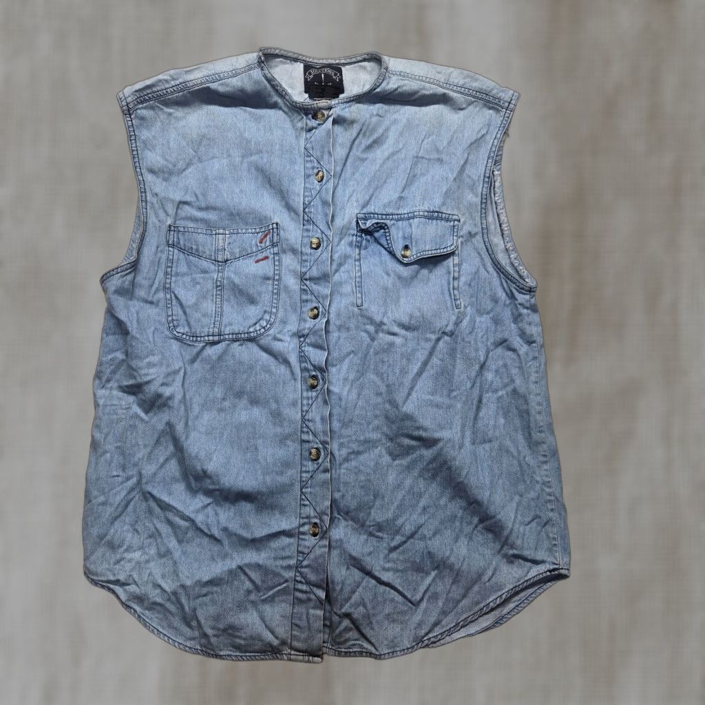Vintage VINTAGE Solutions Denim Vest Sleeveless Button Up Blue Medium Wash Ladies Size M Size M / US 6-8 / IT 42-44 - 1 Thumbnail