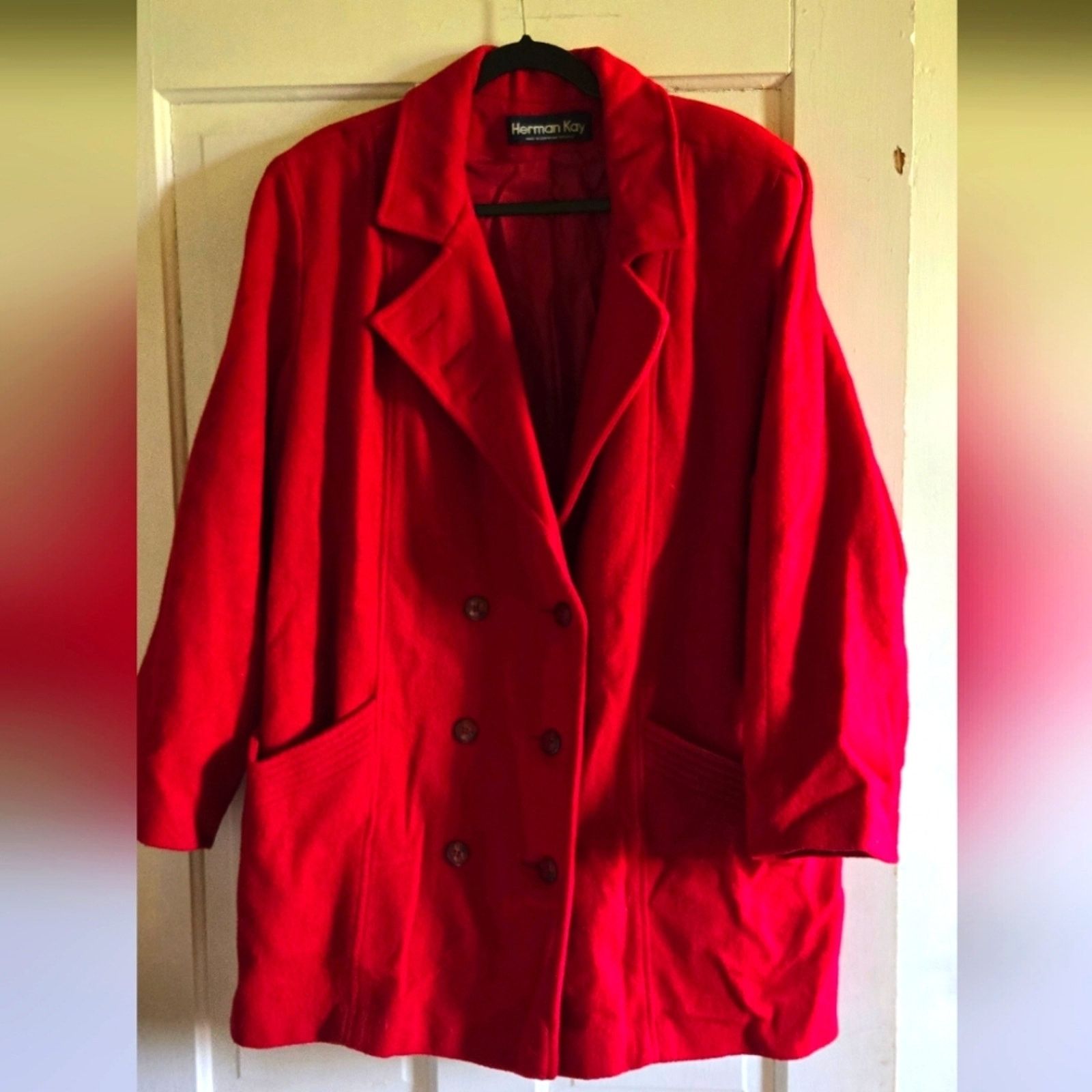 Other Vintage Herman Kay red wool blend coat, size 18 Size XXL / US 16-18 / IT 52-54 - 1 Thumbnail