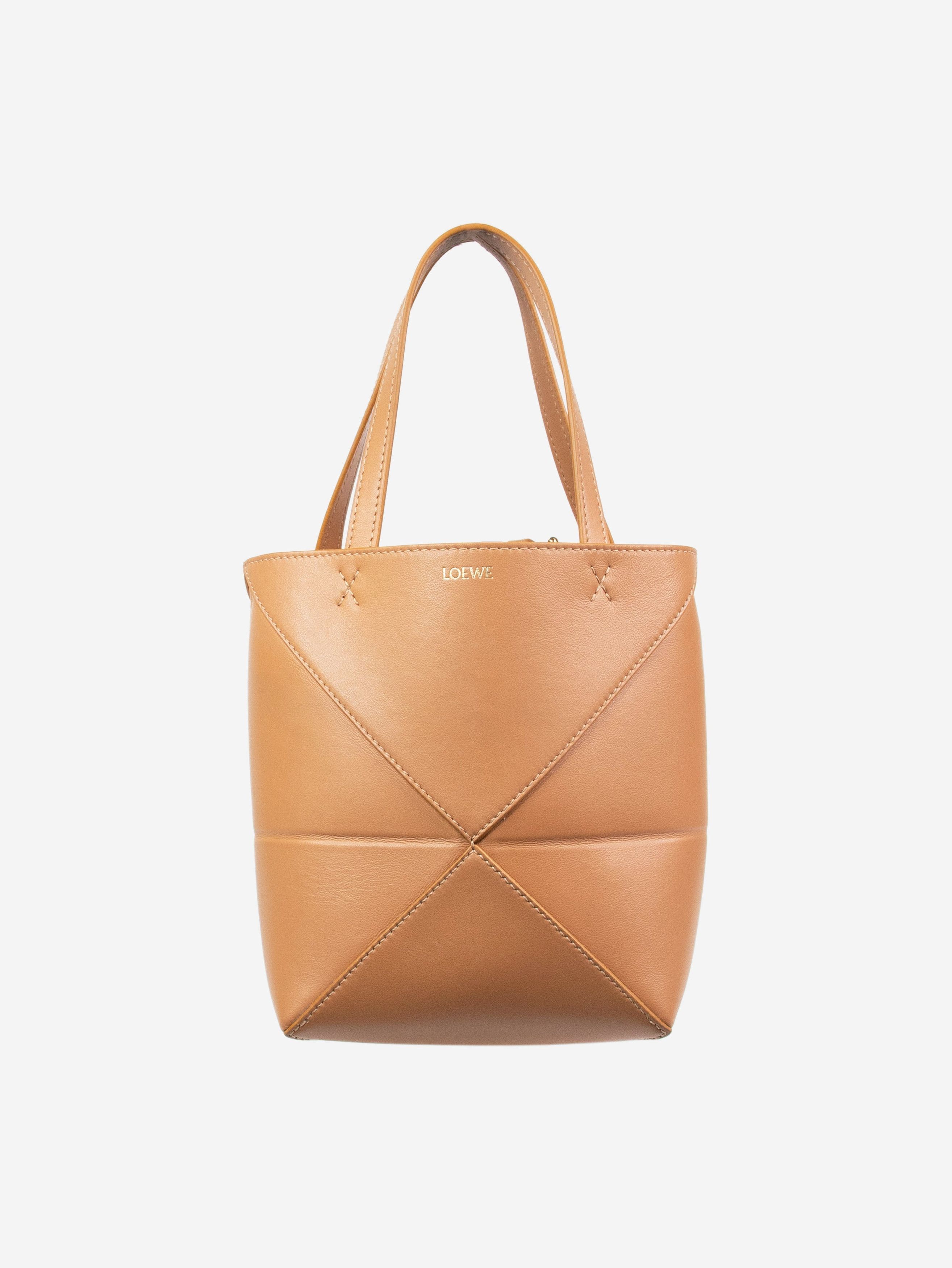 image of Loewe Tan Mini Puzzle Fold Tote, Women's