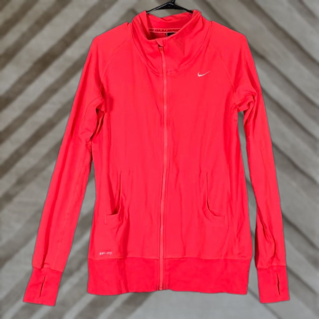 Nike Nike Womens Jacket Red Full Zip Dri Fit Athletic Performance Stretch Large Size L / US 10 / IT 46 - 1 Thumbnail