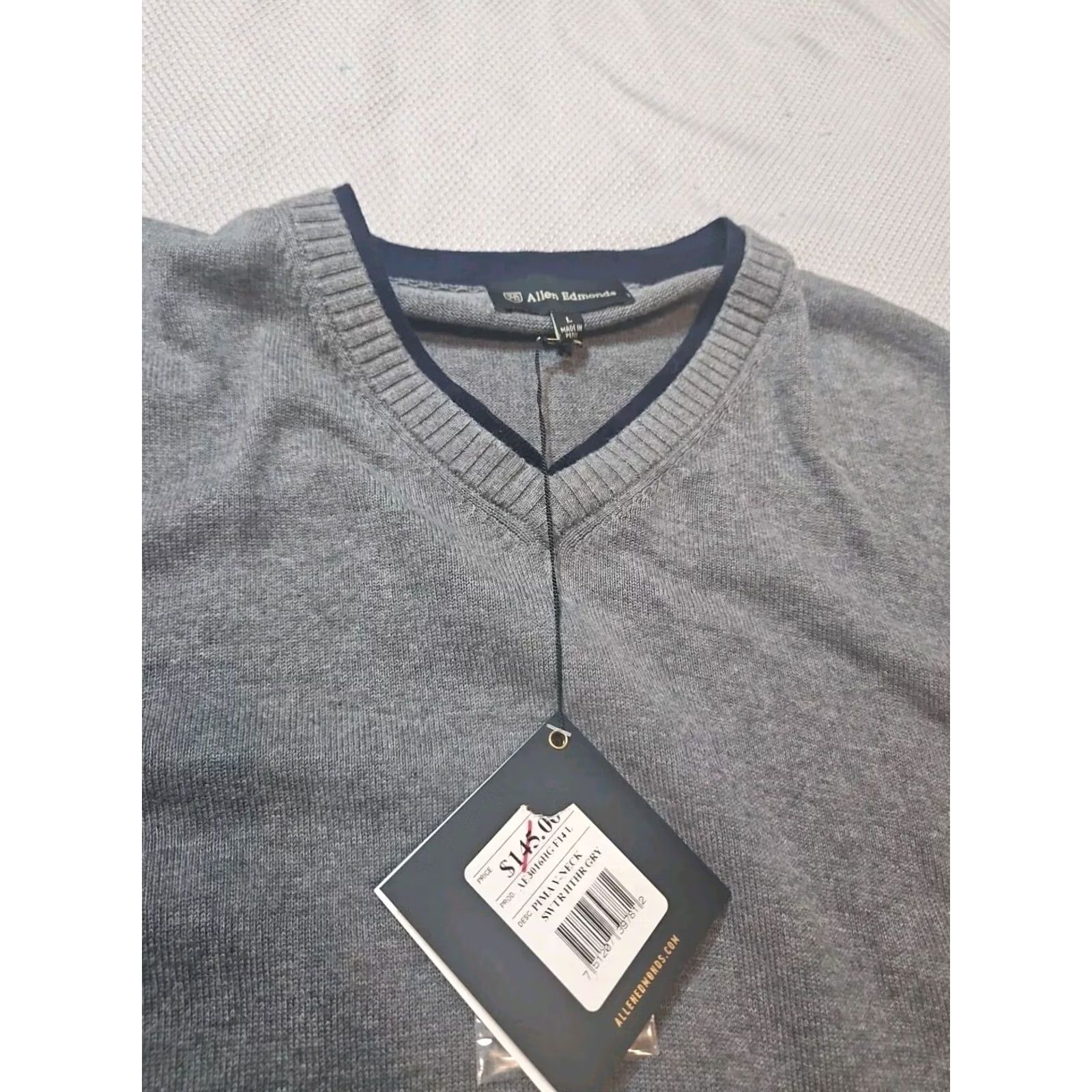 Allen Edmonds Allen Edmonds Sweater Mens Large Gray Pima Cotton Heather V-Neck Shirt Top NWT Size US L / EU 52-54 / 3 - 2 Thumbnail