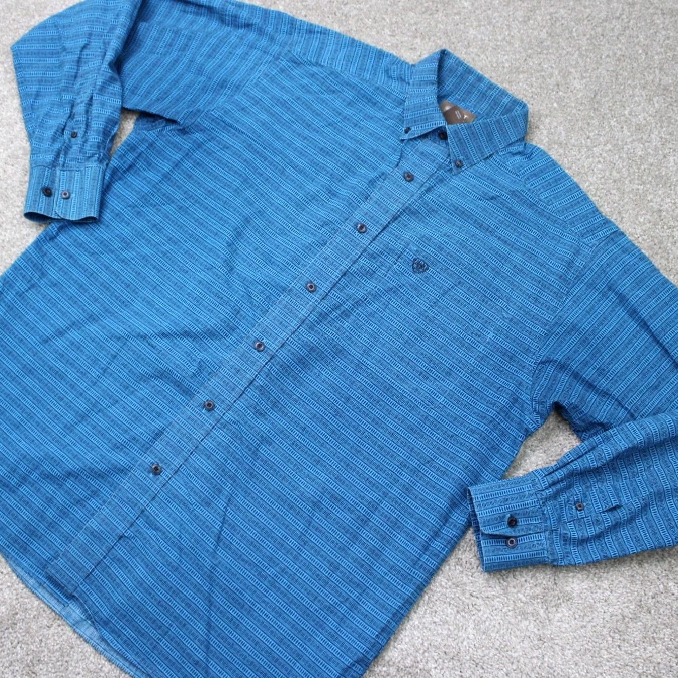 Ariat Ariat Beasley Button-Up Shirt Geometric Blue Mens Large Long Sleeve Classic Fit Western Cowboy Cap Collar Shirt-Blue 10041795 Size US L / EU 52-54 / 3 - 4 Thumbnail