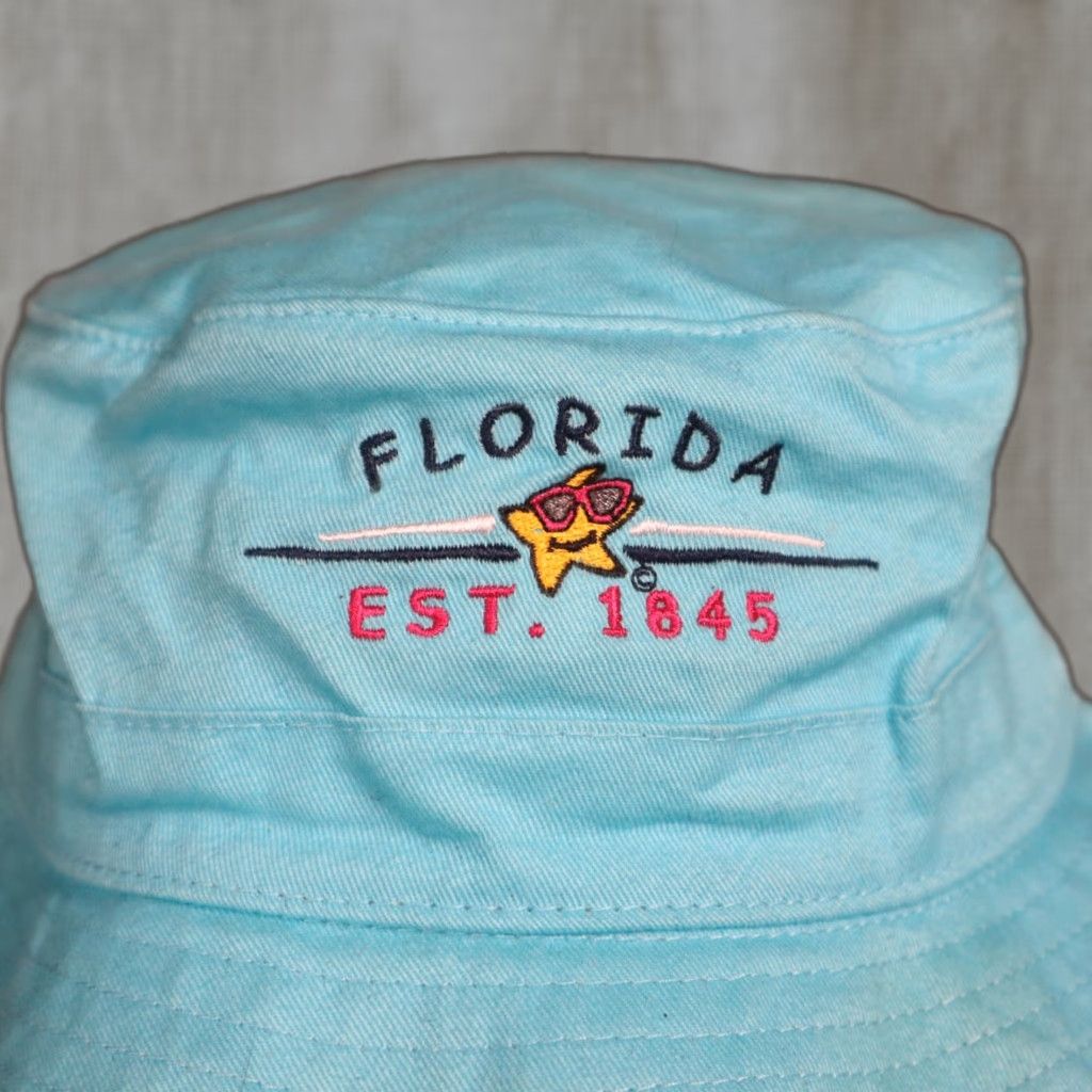 Vintage VINTAGE Florida Est 1645 Aqua Hat Unisex Bucket Boonie Cap Adult One-Size Shirt Size ONE SIZE - 1 Thumbnail