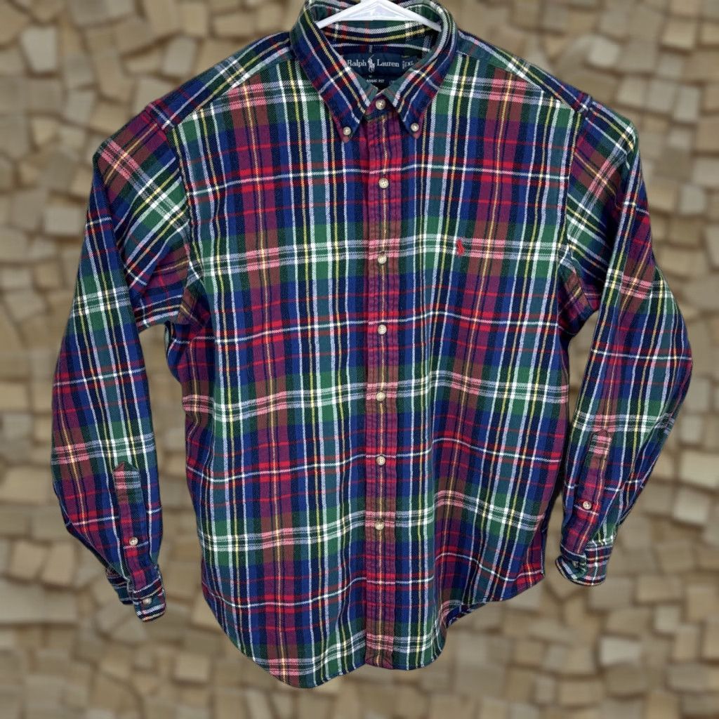 Ralph Lauren Ralph Lauren Classic Fit Plaid Flannel Shirt Men's XL Long Sleeve Red Blue Size US XL / EU 56 / 4 - 1 Thumbnail