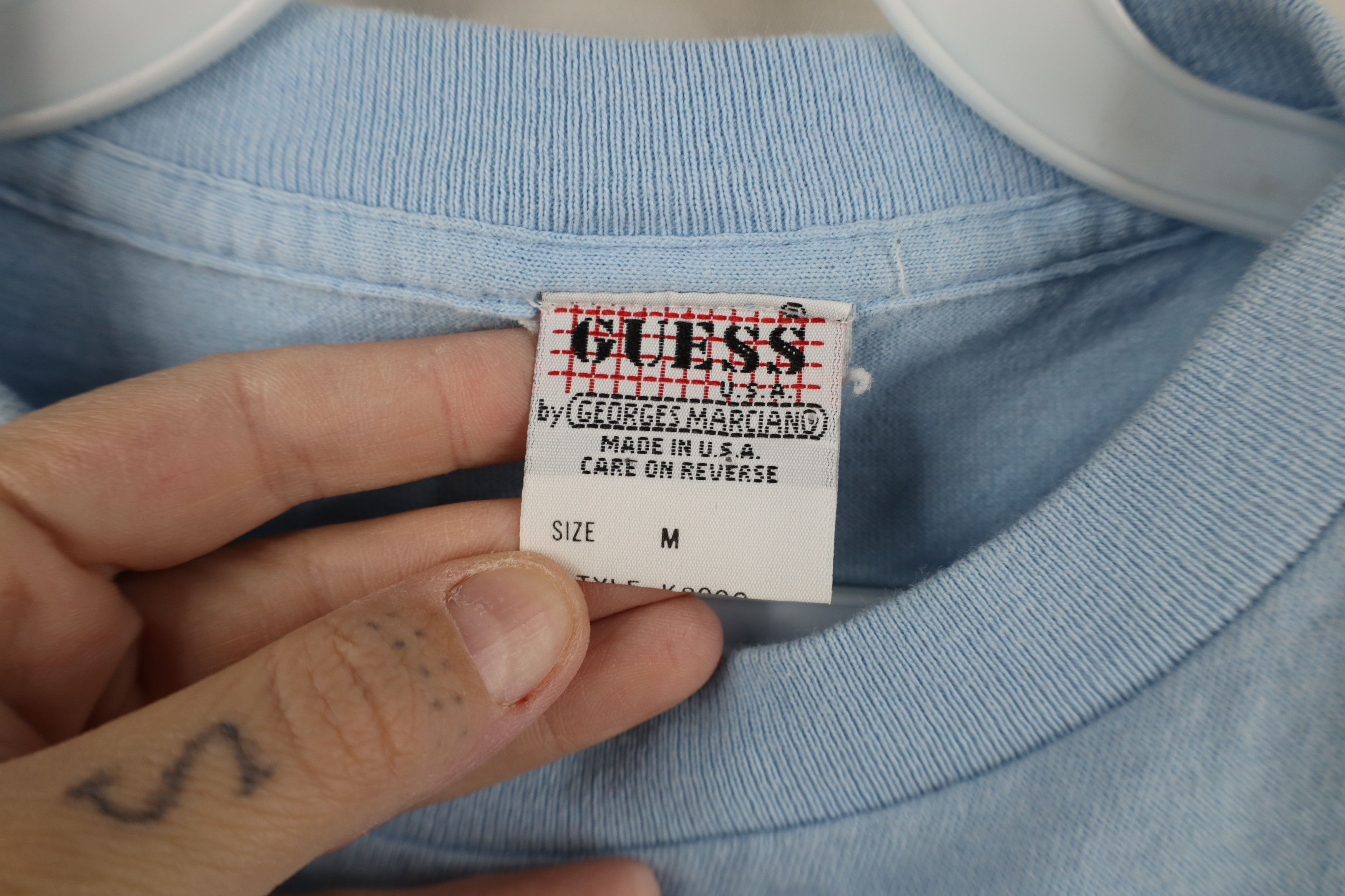 Guess Vintage 90s Guess Spell Out Heart Flower T-Shirt Blue USA Size M / US 6-8 / IT 42-44 - 7 Thumbnail