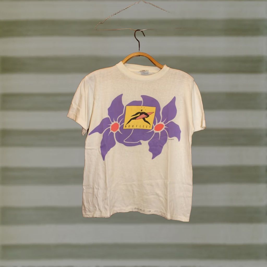 Vintage VINTAGE Norfleet Surf T-shirt L White Unisex Adults 1985 Mens Boys Girls - 60cm 50cm (41) Size US L / EU 52-54 / 3 - 1 Thumbnail