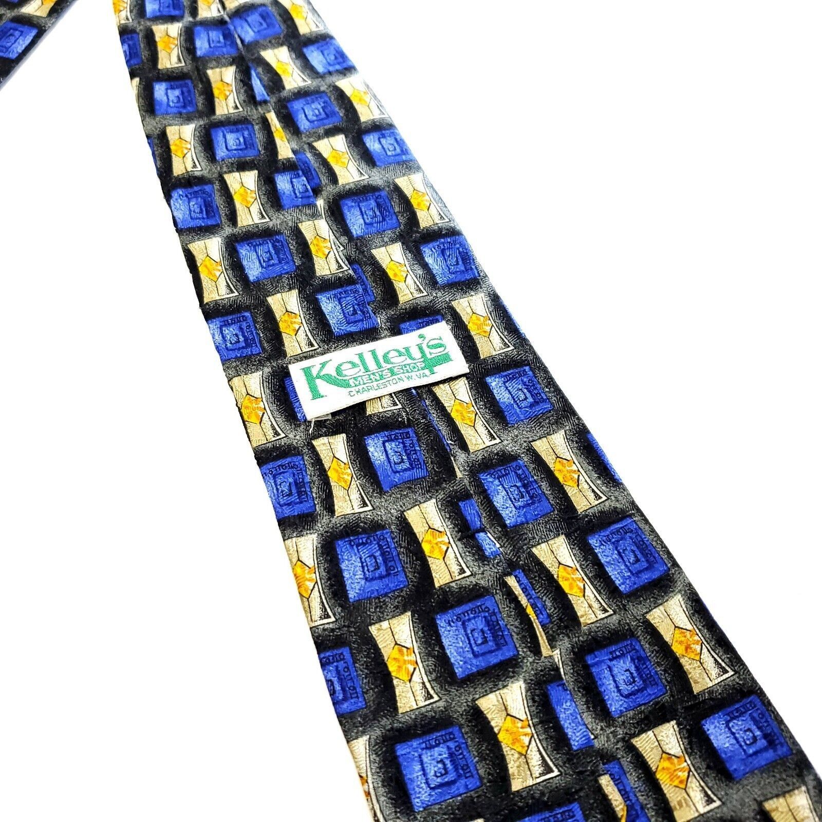 Robert Talbott Robert Talbott Yellow Tan Blue Abstract Print Geometric Wide Size ONE SIZE - 5 Thumbnail