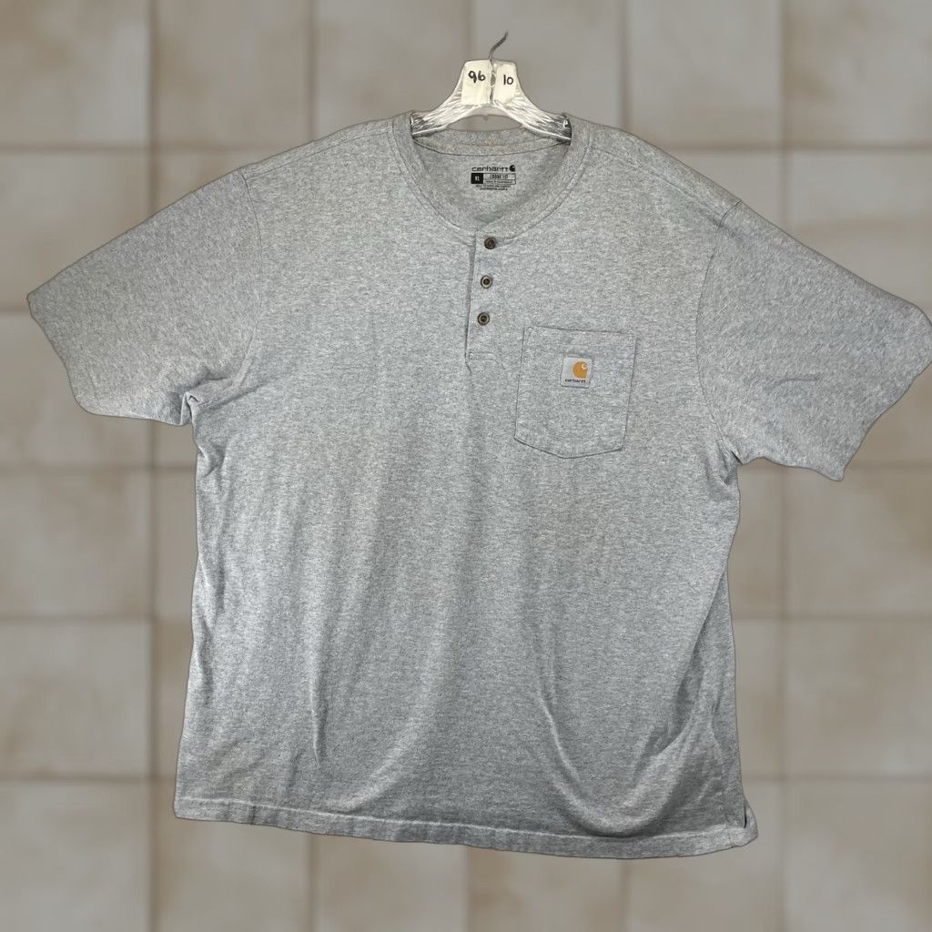 Carhartt Carhartt Shirt Mens Gray XL Henley Short Sleeve Relaxed Fit Cotton Polyester Blend Size US XL / EU 56 / 4 - 1 Thumbnail