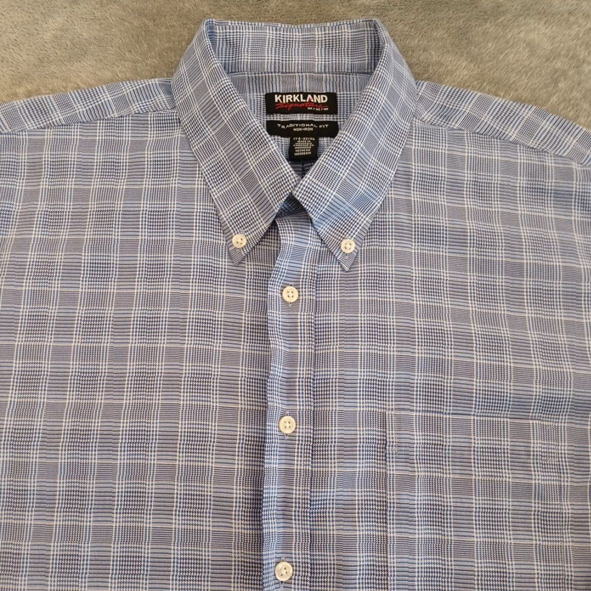 Vintage Kirkland Signature Shirt Mens 17.5 Blue Plaid Long Sleeve Button-Down Collar Shirt Mens Regular Blue Plaid Button-Up 1700s? Size US XXL / EU 58 / 5 - 2 Thumbnail