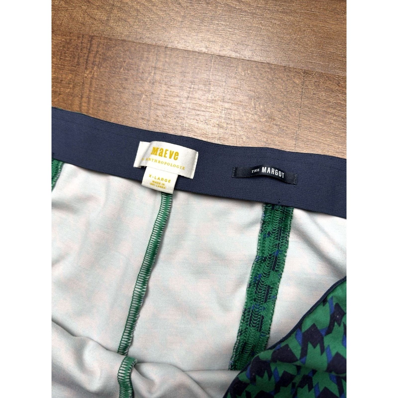 Vintage Maeve Anthropologie The Margot Kick Flare Pants Green Geometric XL Regular Women’s Slim Pink? Size 40" / US 18 - 4 Thumbnail