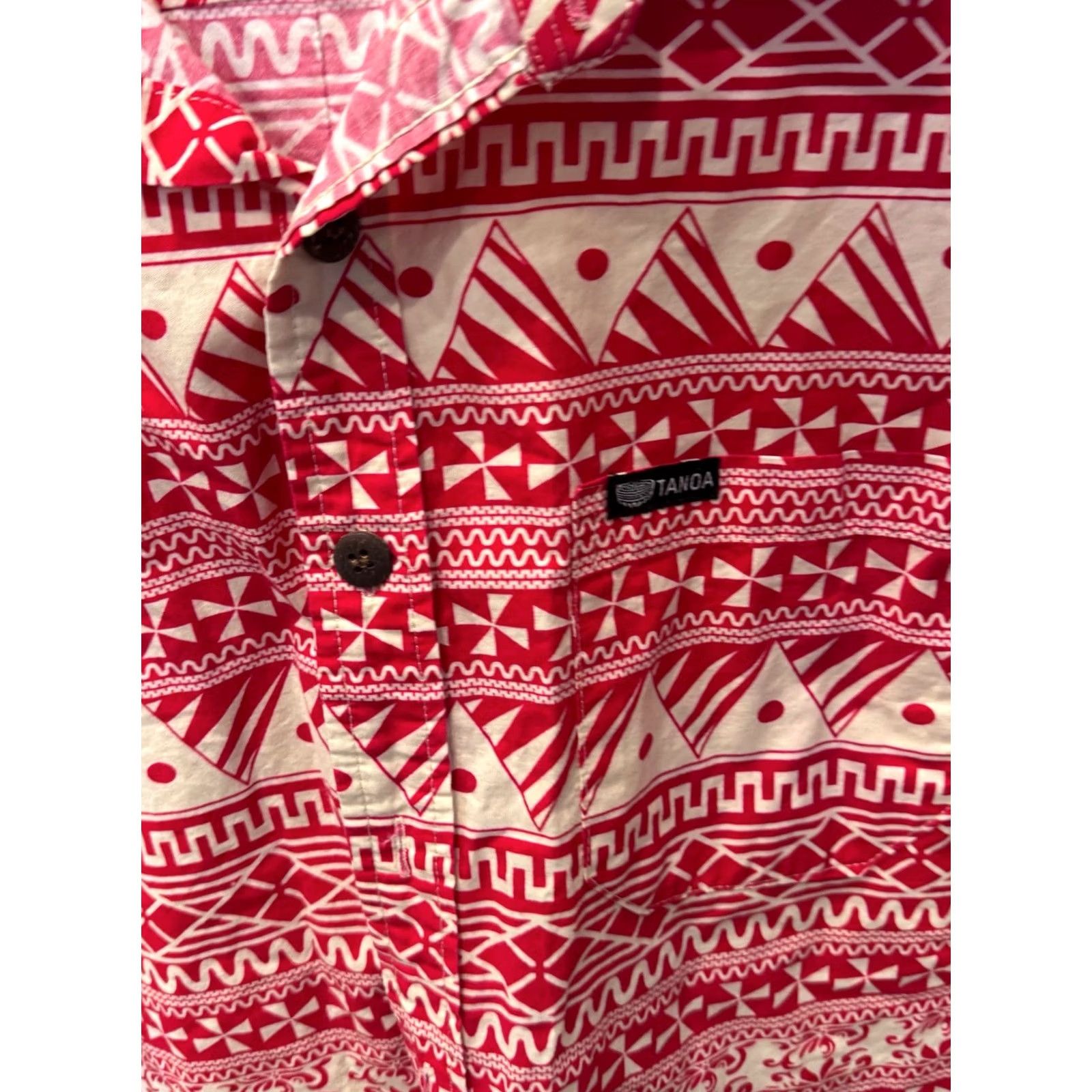 Vintage Tanaoa Samoa Bold Red Tribal BUTTON UP SHIRT XL Size US XL / EU 56 / 4 - 6 Thumbnail