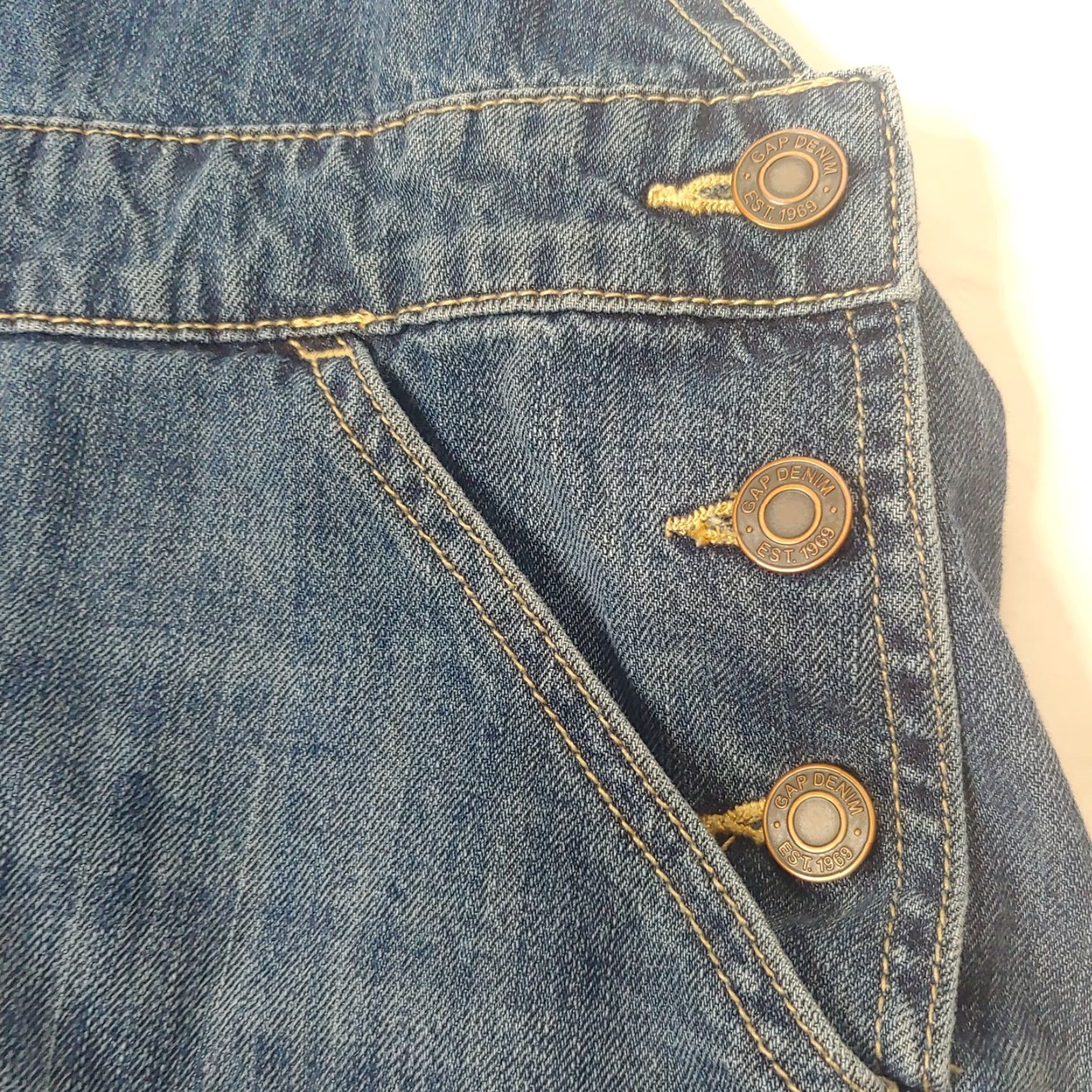 Gap GAP Women’s Large Blue Denim Shortalls Adjustable Casual Workwear 100% Cotton Medium Wash Size 36" / US 14 / IT 50 - 3 Thumbnail
