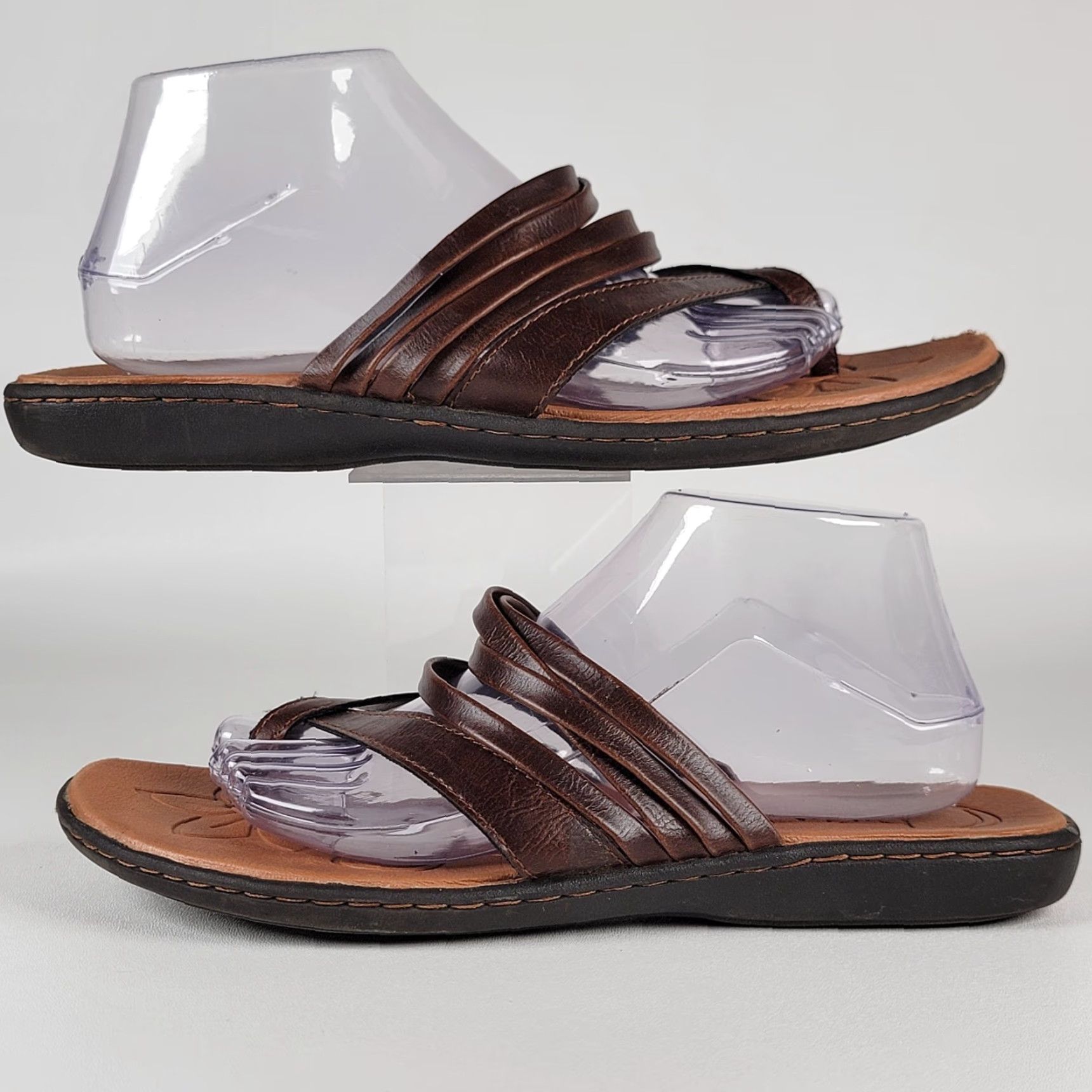 Born VINTAGE Børn B.O.C. Brown Leather Sandals Women's 11 M Slid e Casual, Travel, Party/Cocktail Brown Leather Slide Womens 11 M Size US 11 / IT 41 - 5 Thumbnail