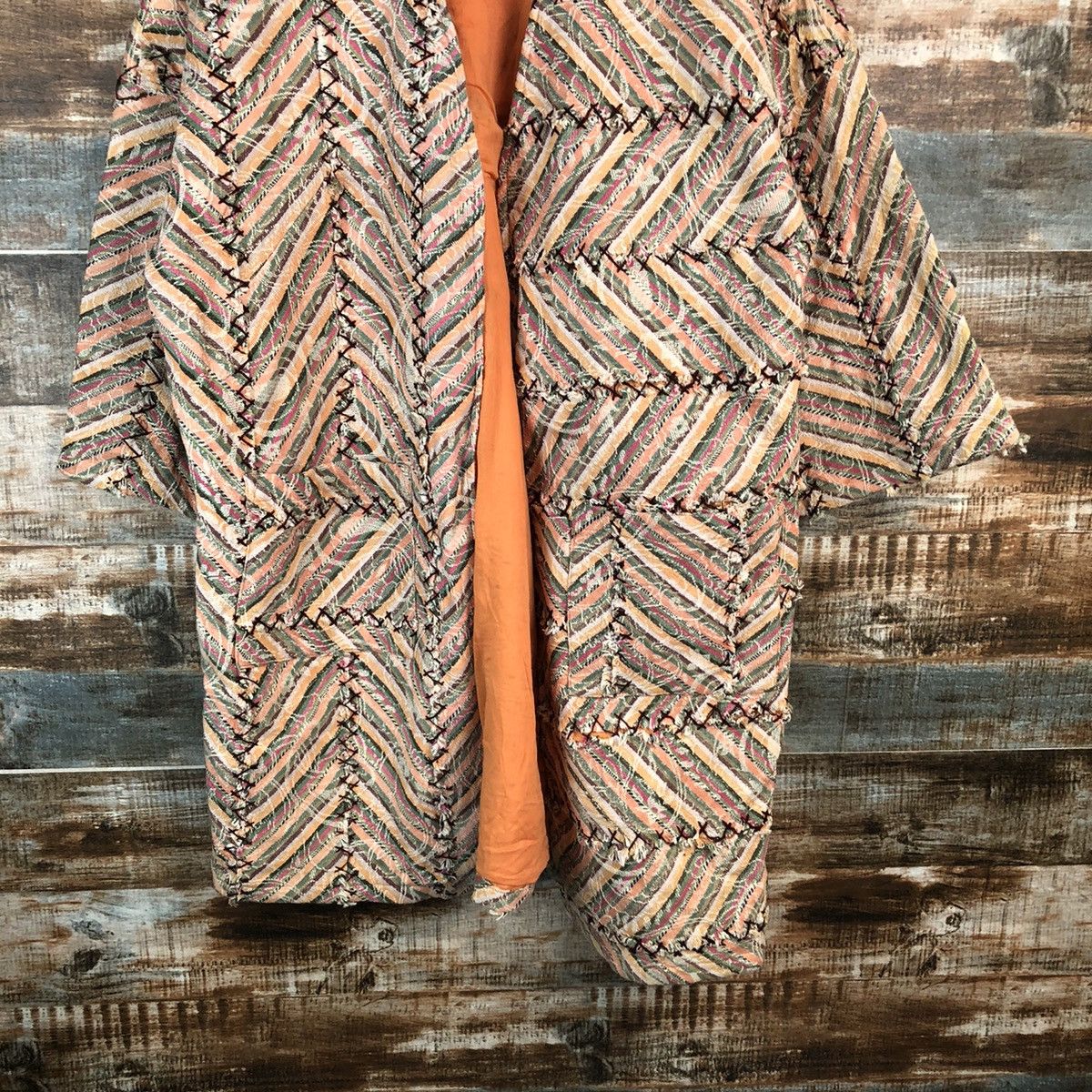 Homespun Knitwear Japan vintage patchwork sashiko kimono cardigan Knit #A1525 Size US XL / EU 56 / 4 - 3 Thumbnail