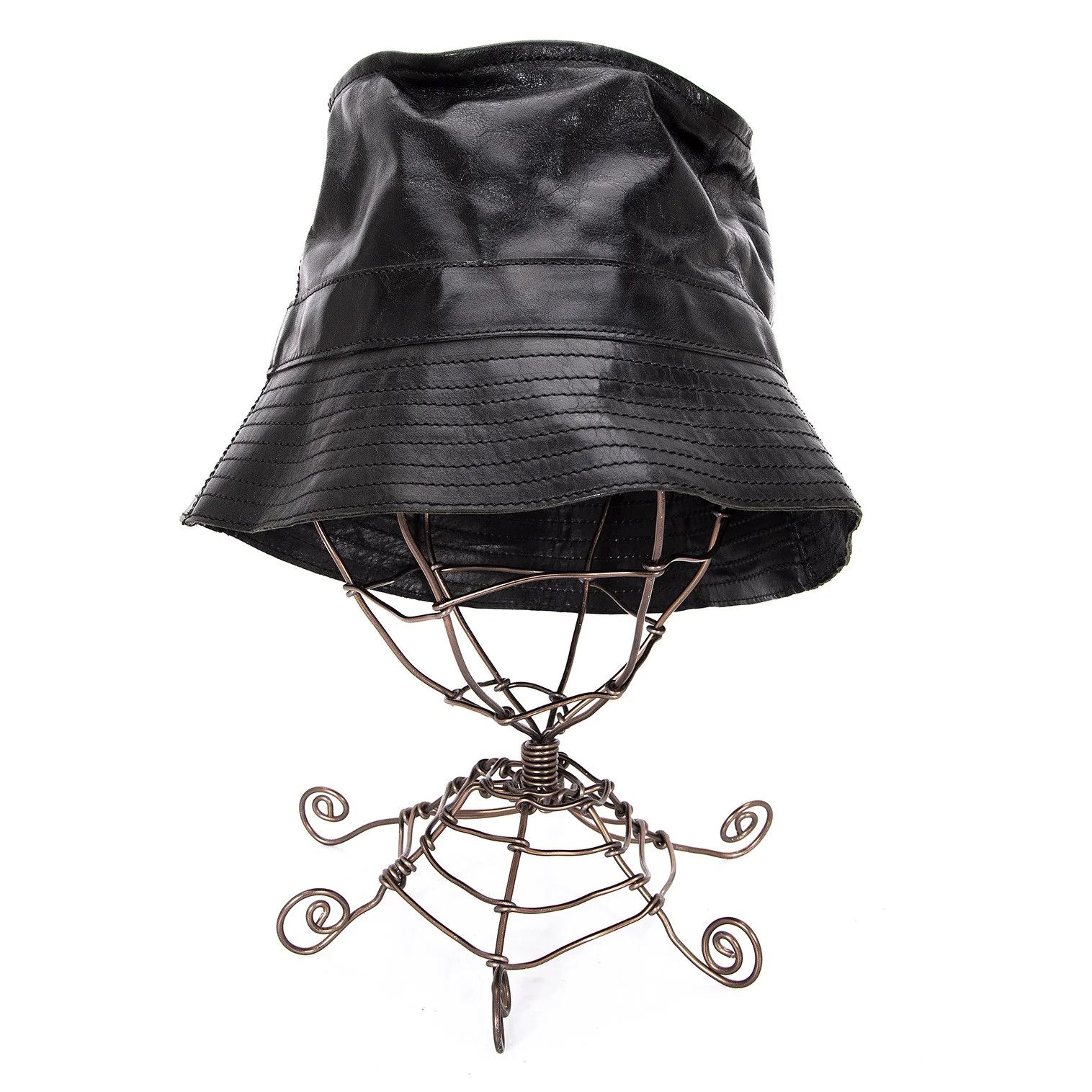 Jean Paul Gaultier Black Cow Leather Bucket Hat Size F Size ONE SIZE - 3 Thumbnail