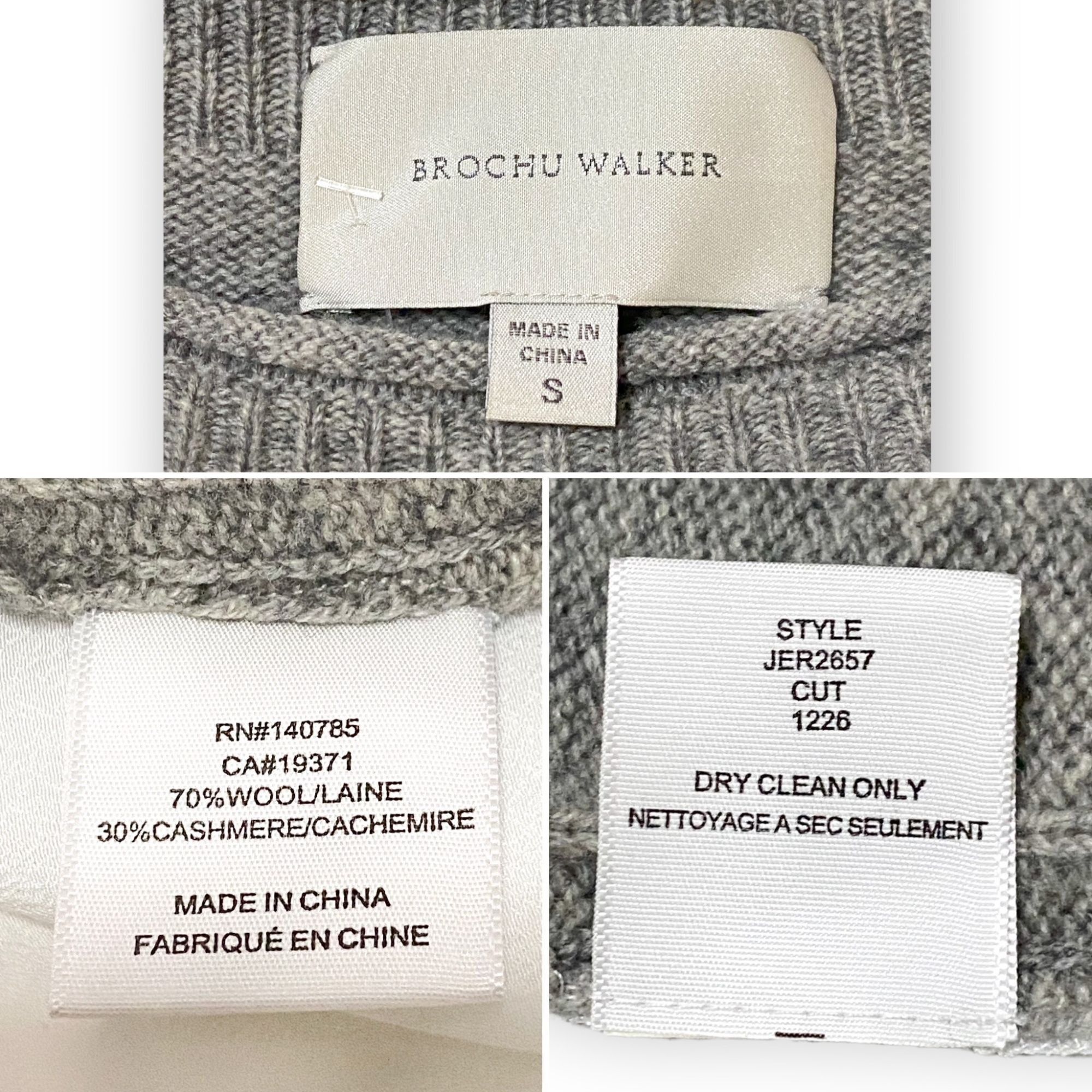 Brochu Walker Brochu Walker Layered Wool & Cashmere-Blend Sweater, Gray/wh Size S / US 4 / IT 40 - 3 Thumbnail