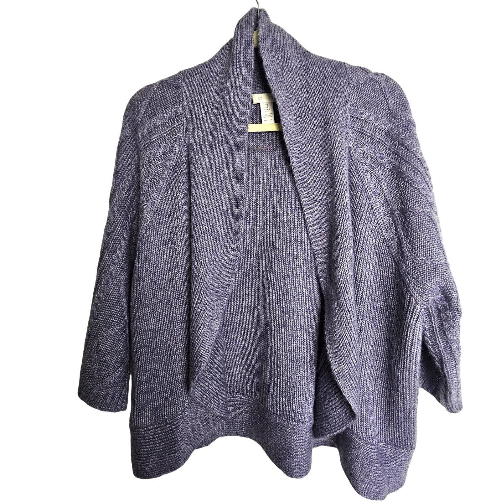 Chicos Chicos Womens Wool Mohair Cardigan Sweater Cable Knit 3 XL Size XL / US 12-14 / IT 48-50 - 1 Thumbnail