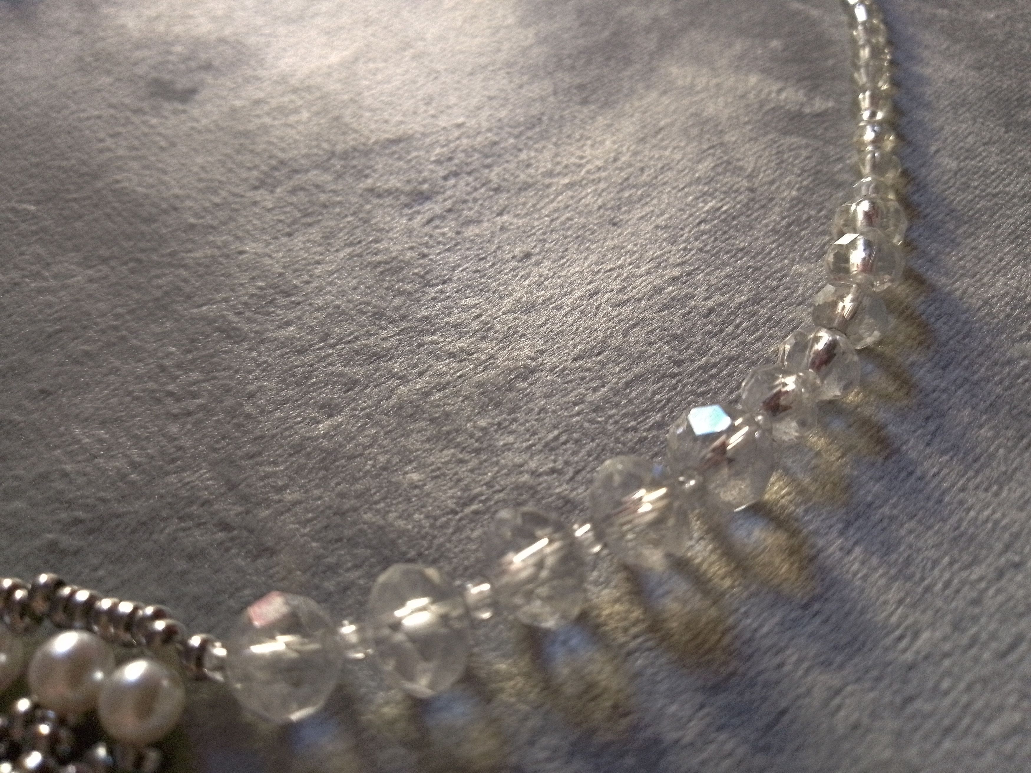 Handmade Necklace. Crystal, Elegant, Wedding. Pearls. Netted Size ONE SIZE - 6 Thumbnail